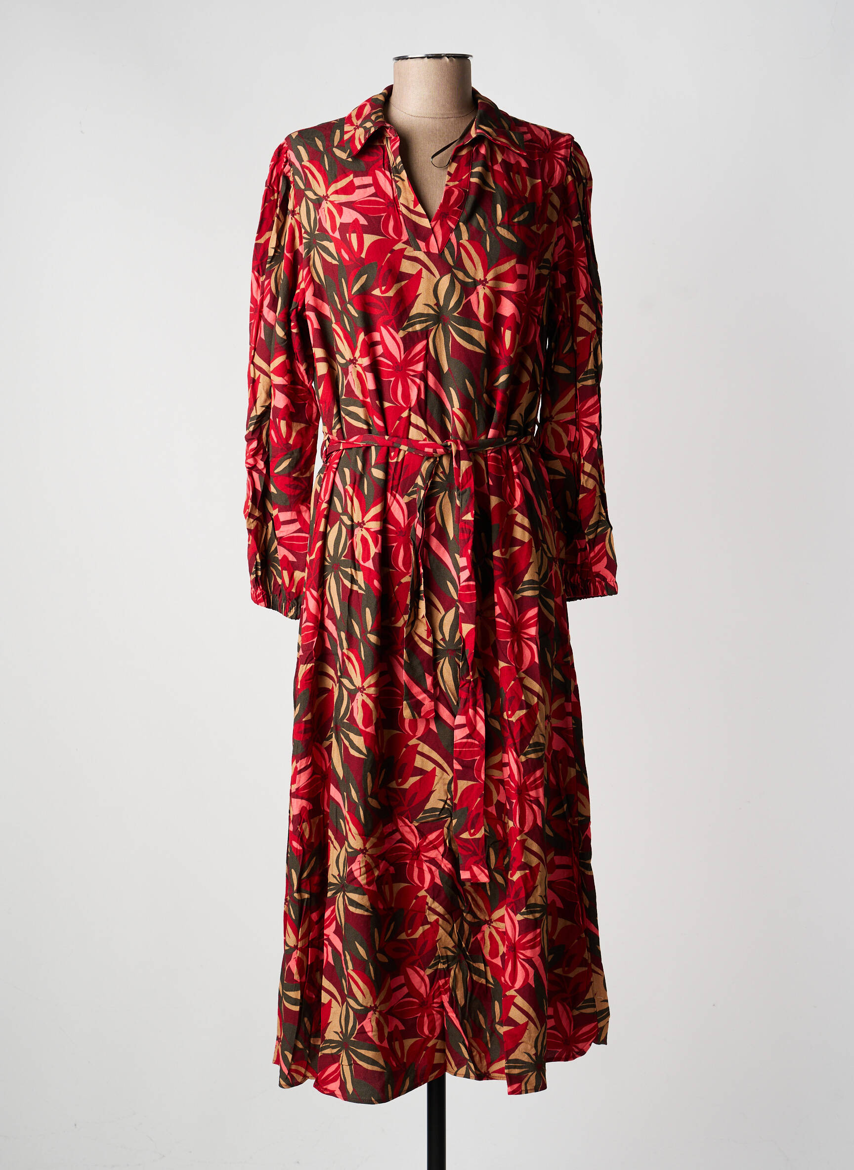 Robe longue manches longues manches longues rouge JULIE GUERLANDE femme