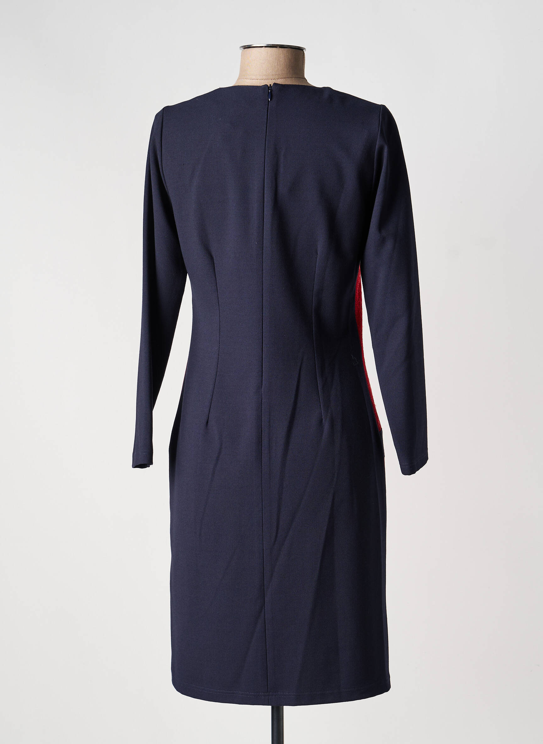 Robe mi-longue imprimé fantaisie manches longues rouge GUY DUBOUIS femme