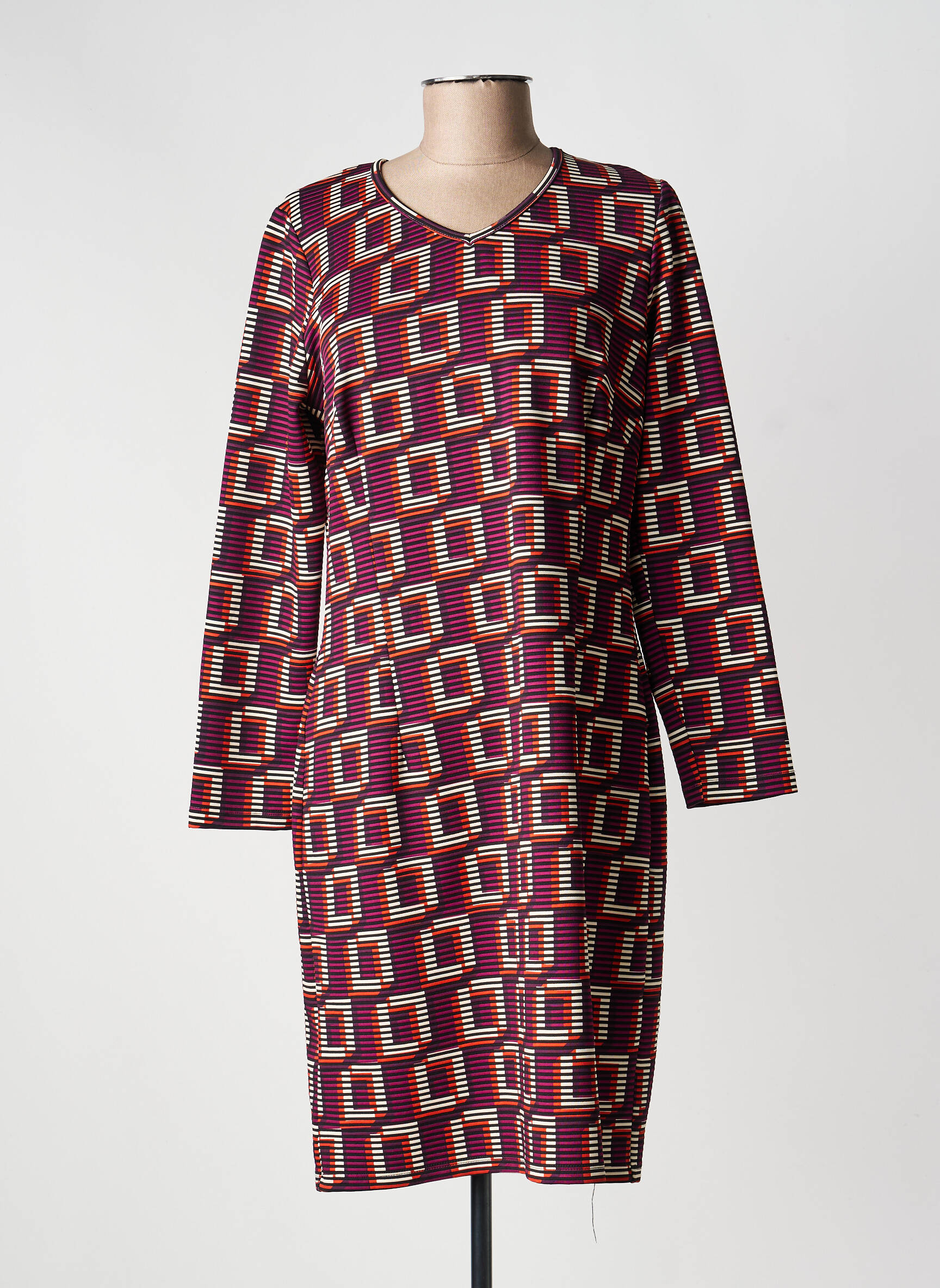 Robe mi-longue imprimé fantaisie manches longues violet MERI & ESCA femme