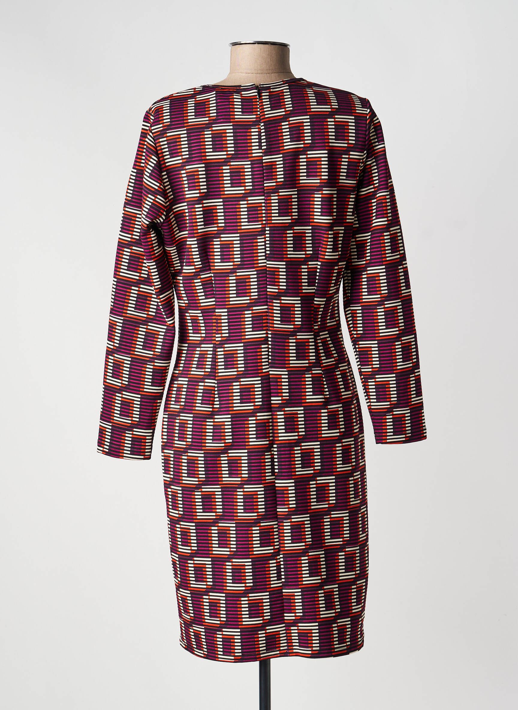 Robe mi-longue imprimé fantaisie manches longues violet MERI & ESCA femme