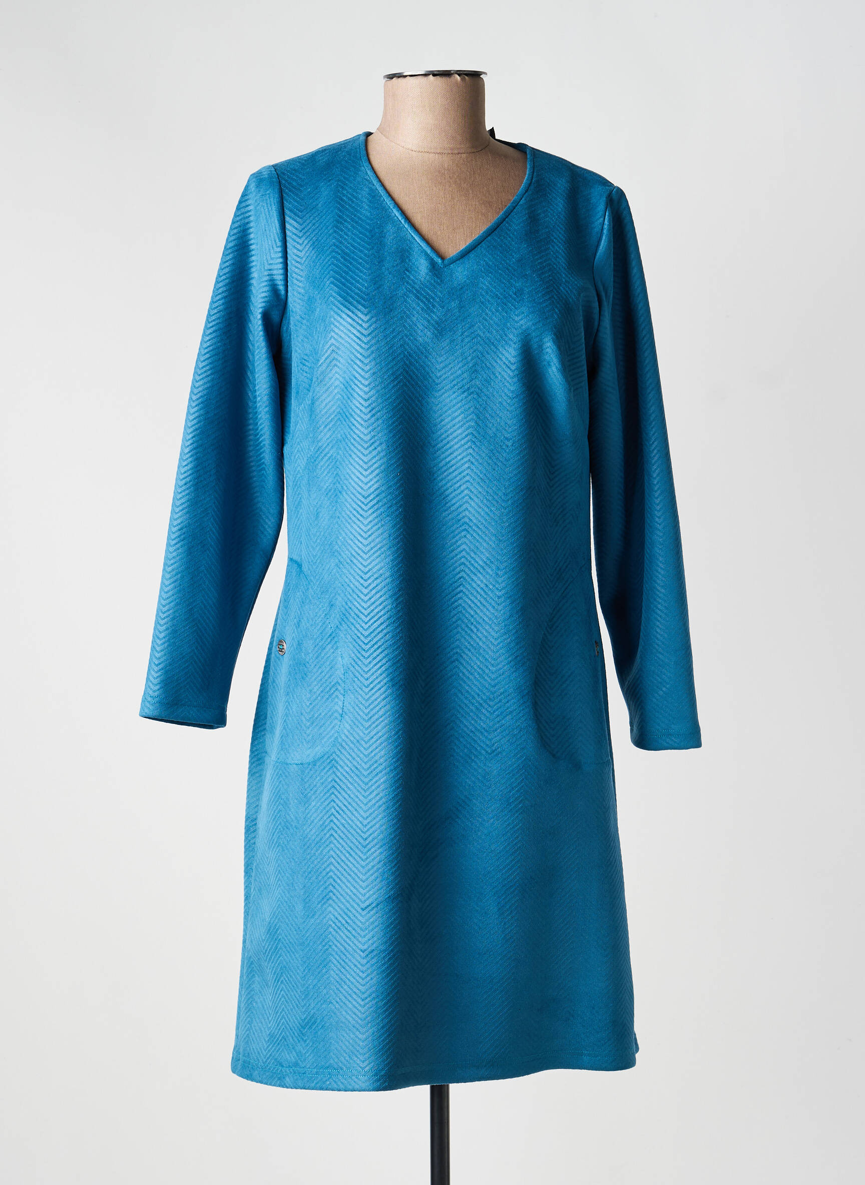 Robe courte coupe évasée manches longues violet GUY DUBOUIS femme