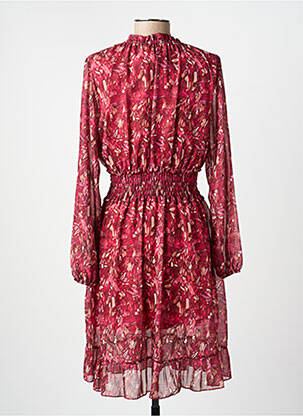 Robe mi-longue imprimé fantaisie manches longues rouge COULEURS DU TEMPS femme