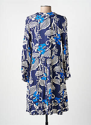 Robe courte manches longues manches longues bleu COULEURS DU TEMPS femme