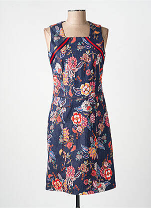 Robe mi-longue imprimé fantaisie fines bretelles bleu MERI & ESCA femme