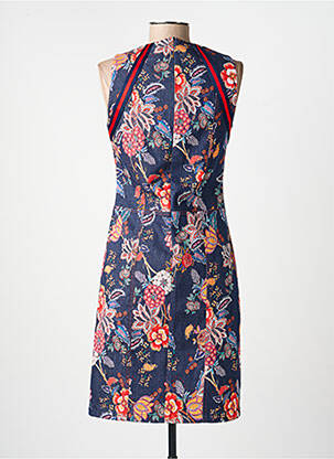 Robe mi-longue imprimé fantaisie fines bretelles bleu MERI & ESCA femme