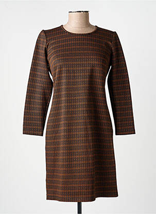 Robe courte manches longues manches longues marron GUY DUBOUIS femme