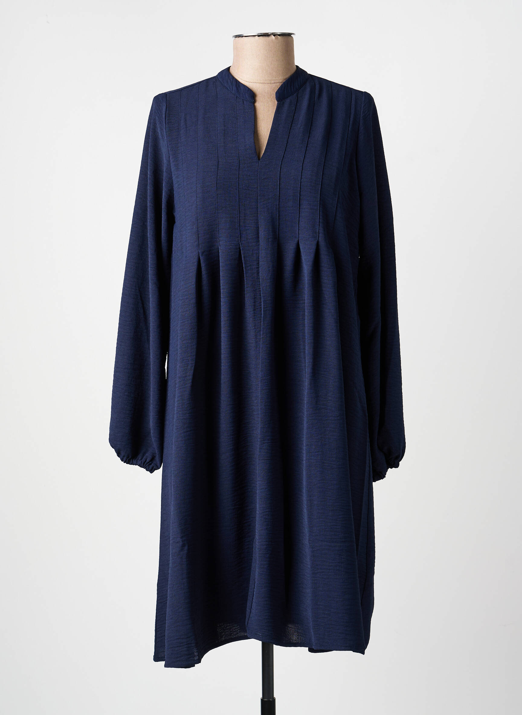 Robe courte coupe évasée manches longues bleu JULIE GUERLANDE femme