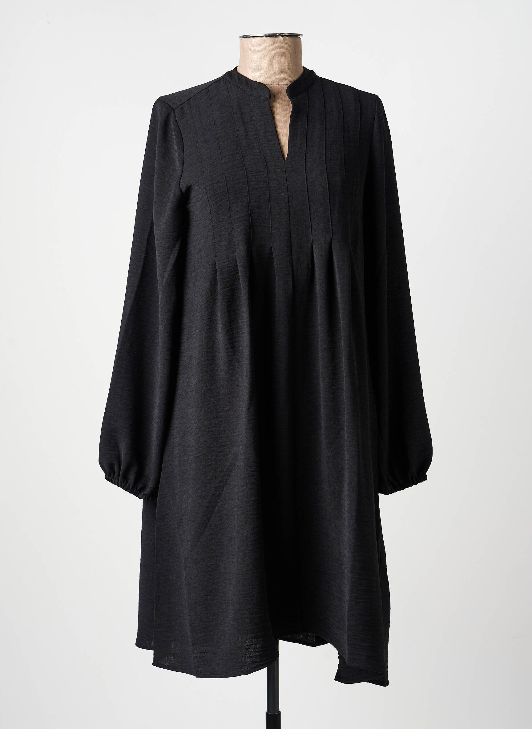 Robe courte coupe évasée manches longues noir JULIE GUERLANDE femme
