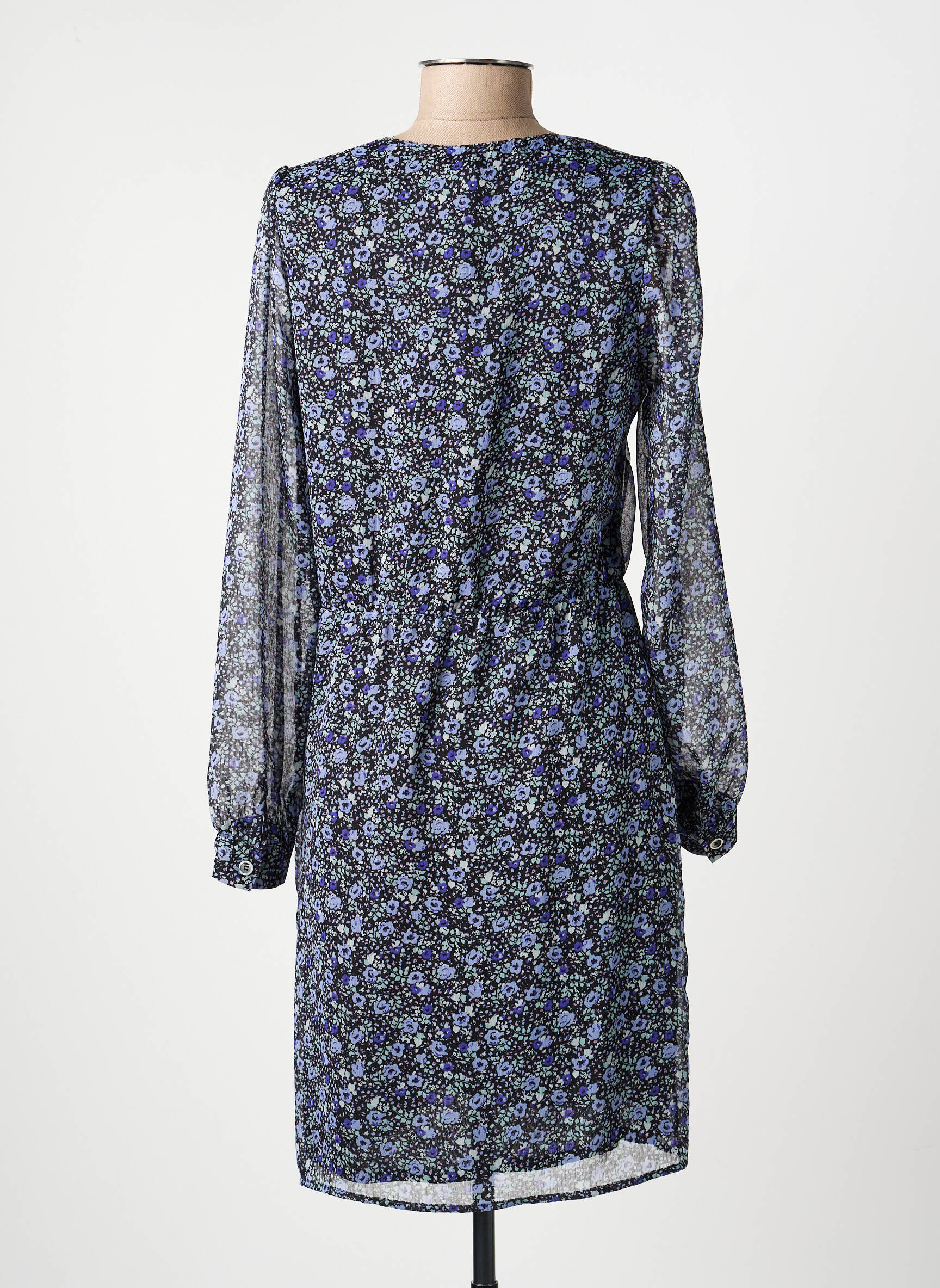 Robe courte coupe fluide manches longues bleu MERI & ESCA femme