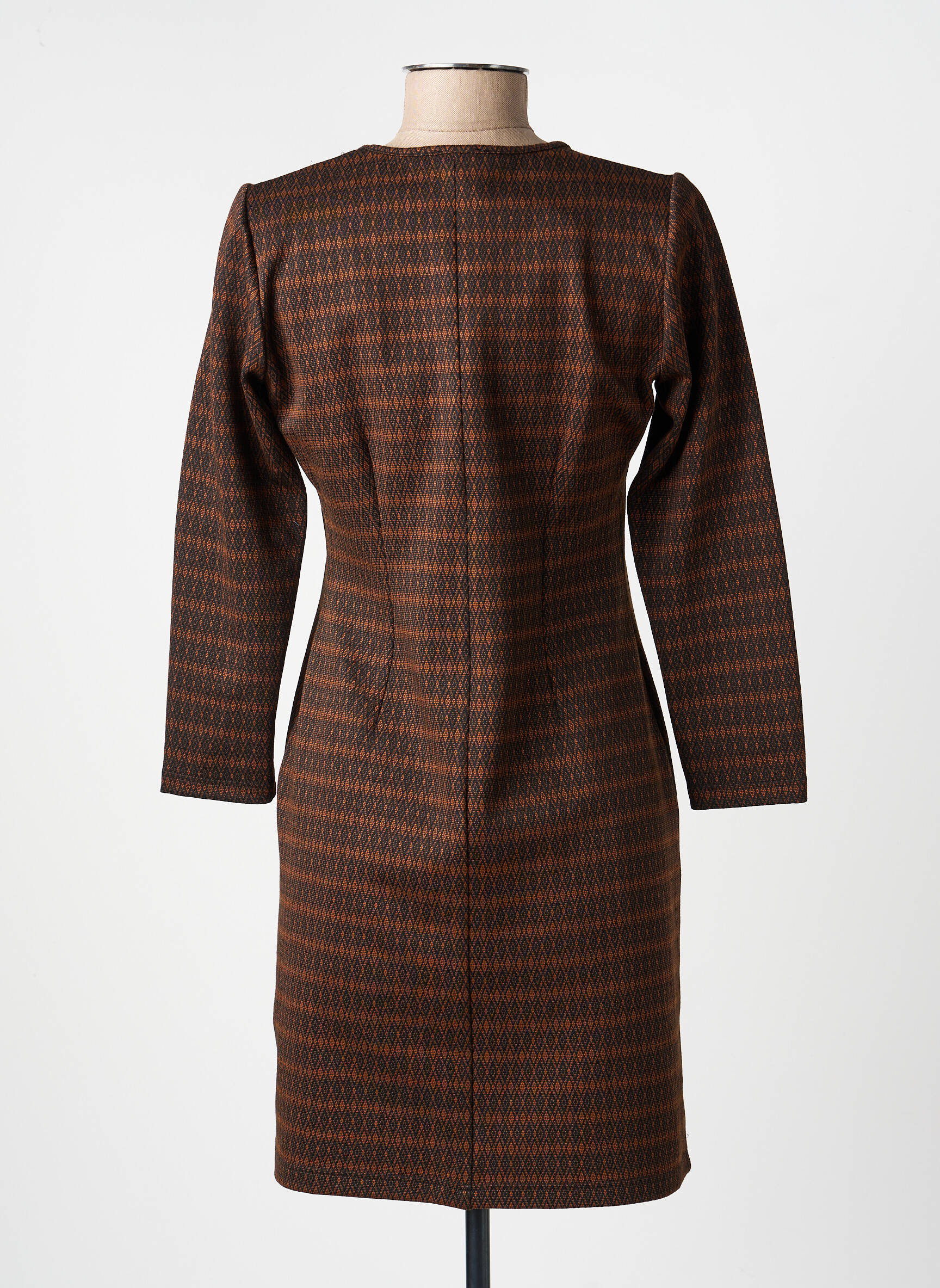 Robe courte manches longues manches longues marron GUY DUBOUIS femme