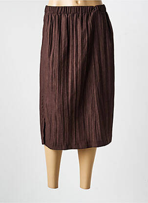 Jupe mi-longue stretch marron GUY DUBOUIS femme