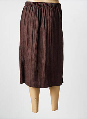 Jupe mi-longue stretch marron GUY DUBOUIS femme