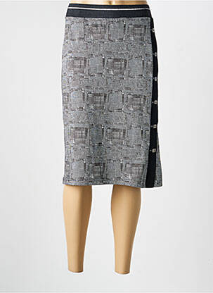 Jupe mi-longue stretch gris GUY DUBOUIS femme