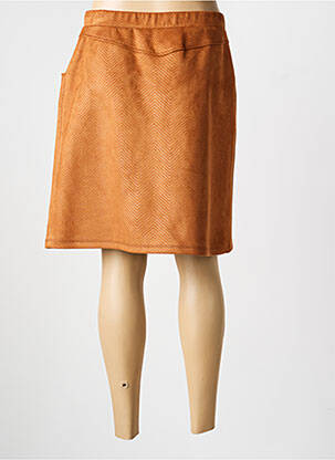 Jupe mi-longue stretch marron GUY DUBOUIS femme