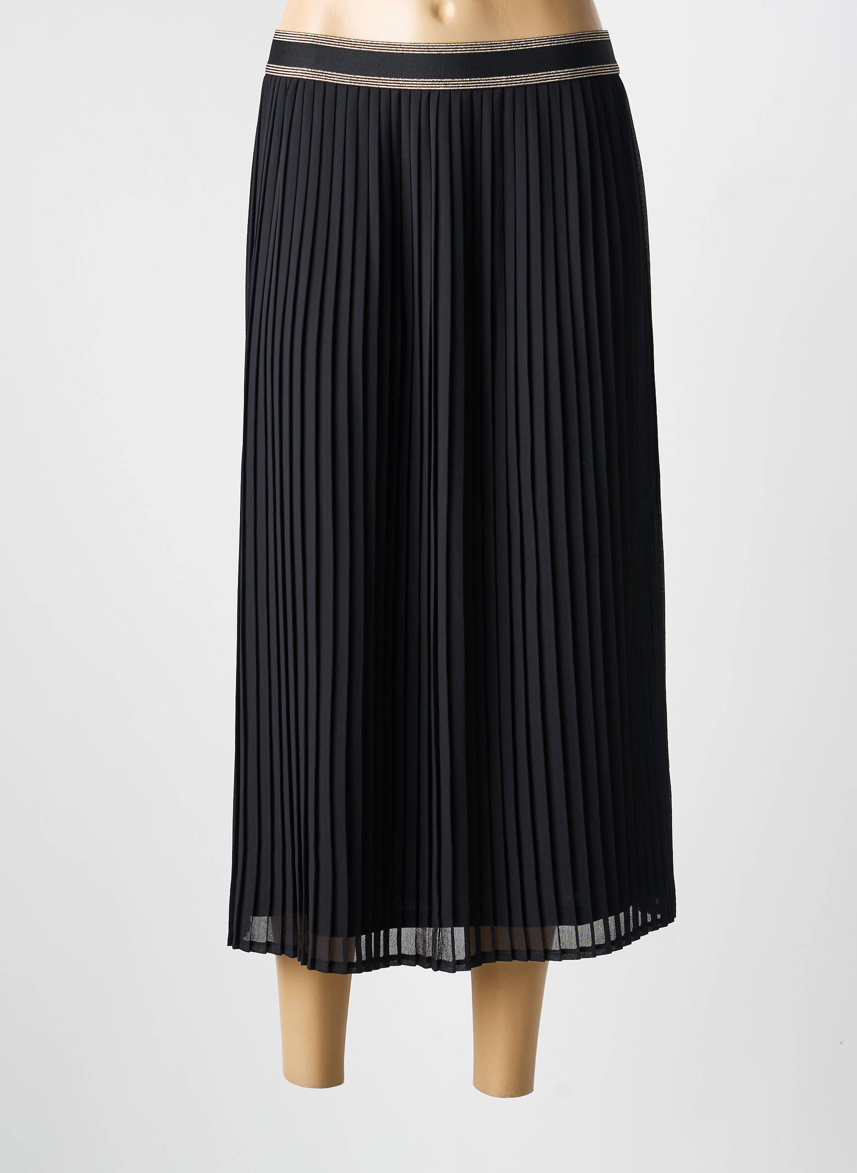 Jupe mi-longue coupe droite noir JULIE GUERLANDE femme