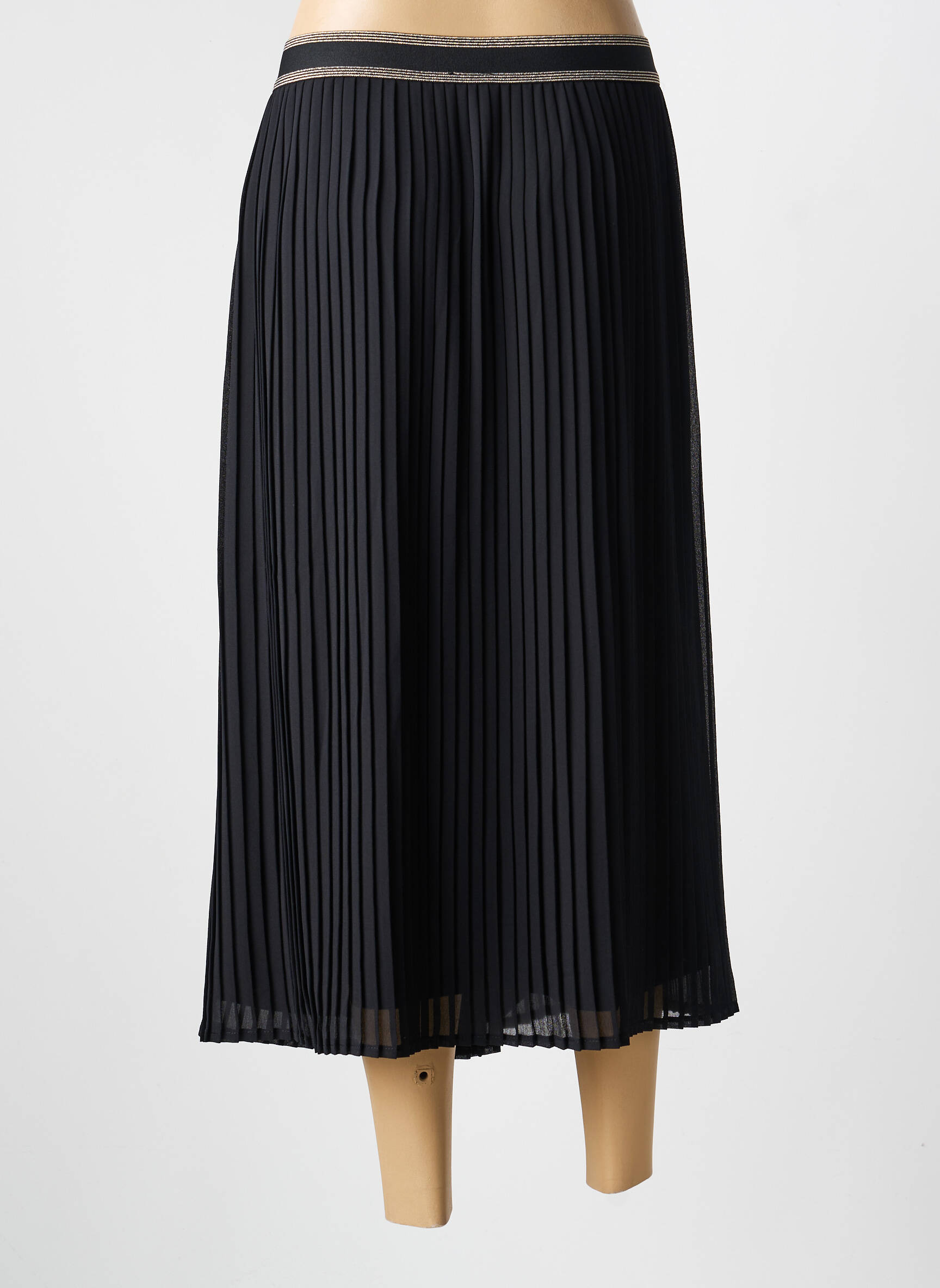 Jupe mi-longue coupe droite noir JULIE GUERLANDE femme