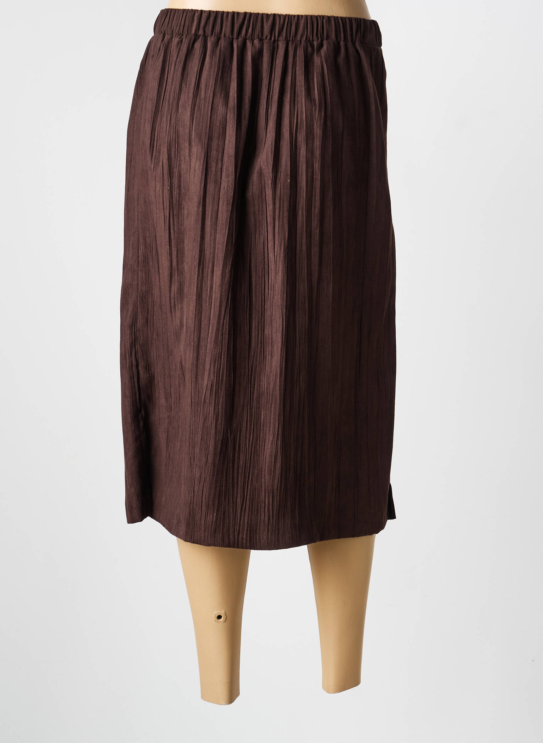 Jupe mi-longue stretch marron GUY DUBOUIS femme