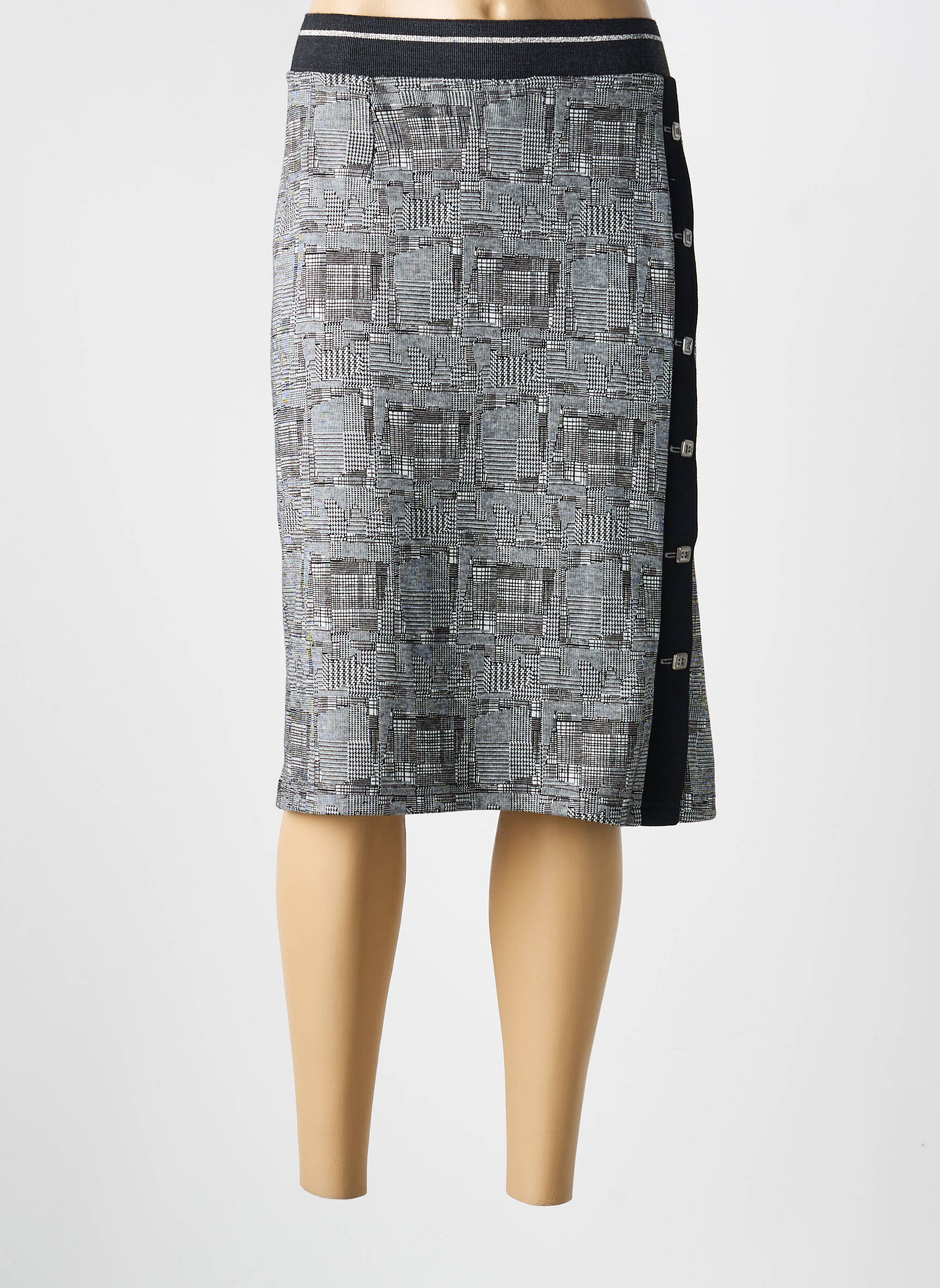 Jupe mi-longue stretch gris GUY DUBOUIS femme