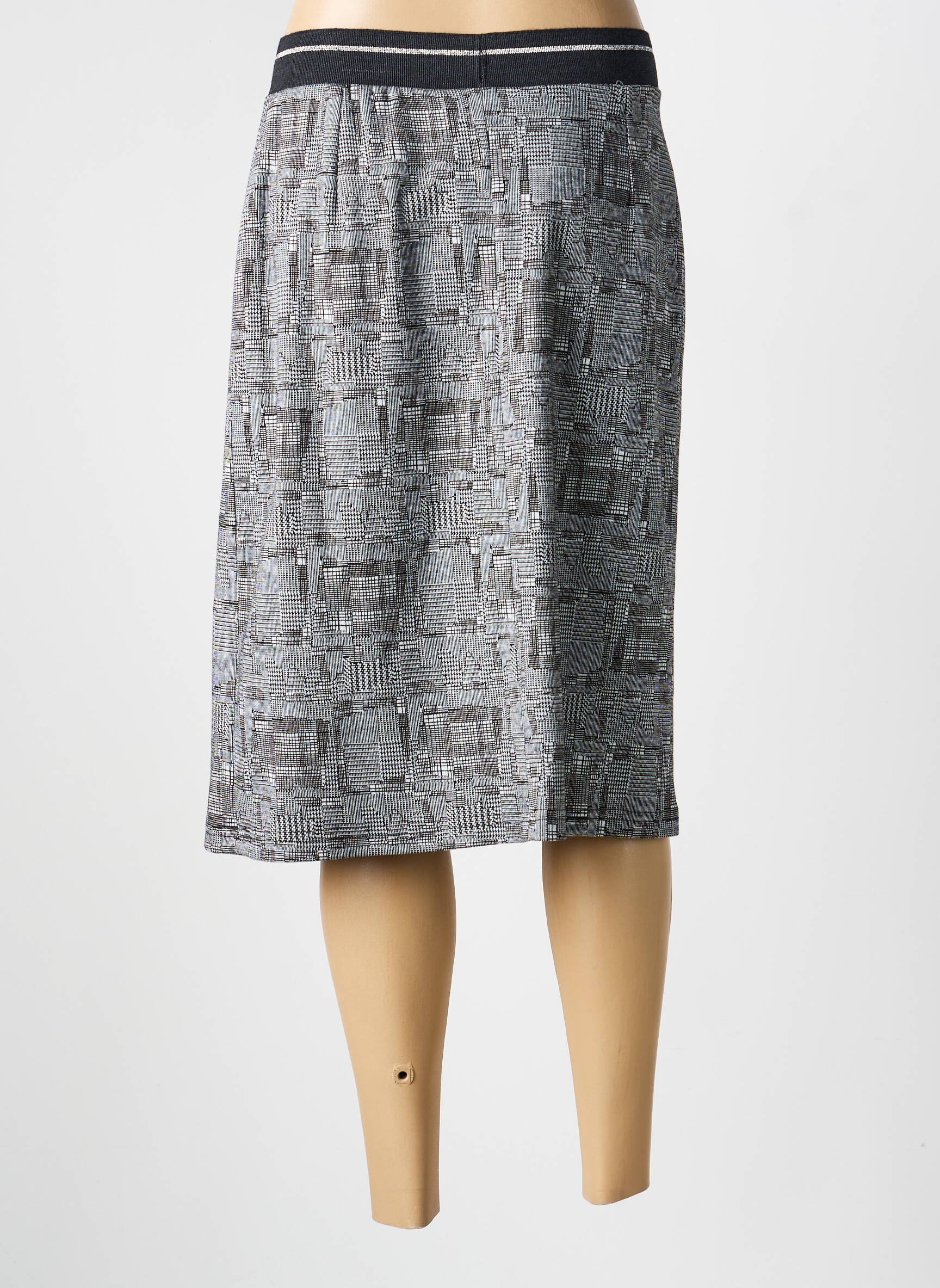 Jupe mi-longue stretch gris GUY DUBOUIS femme