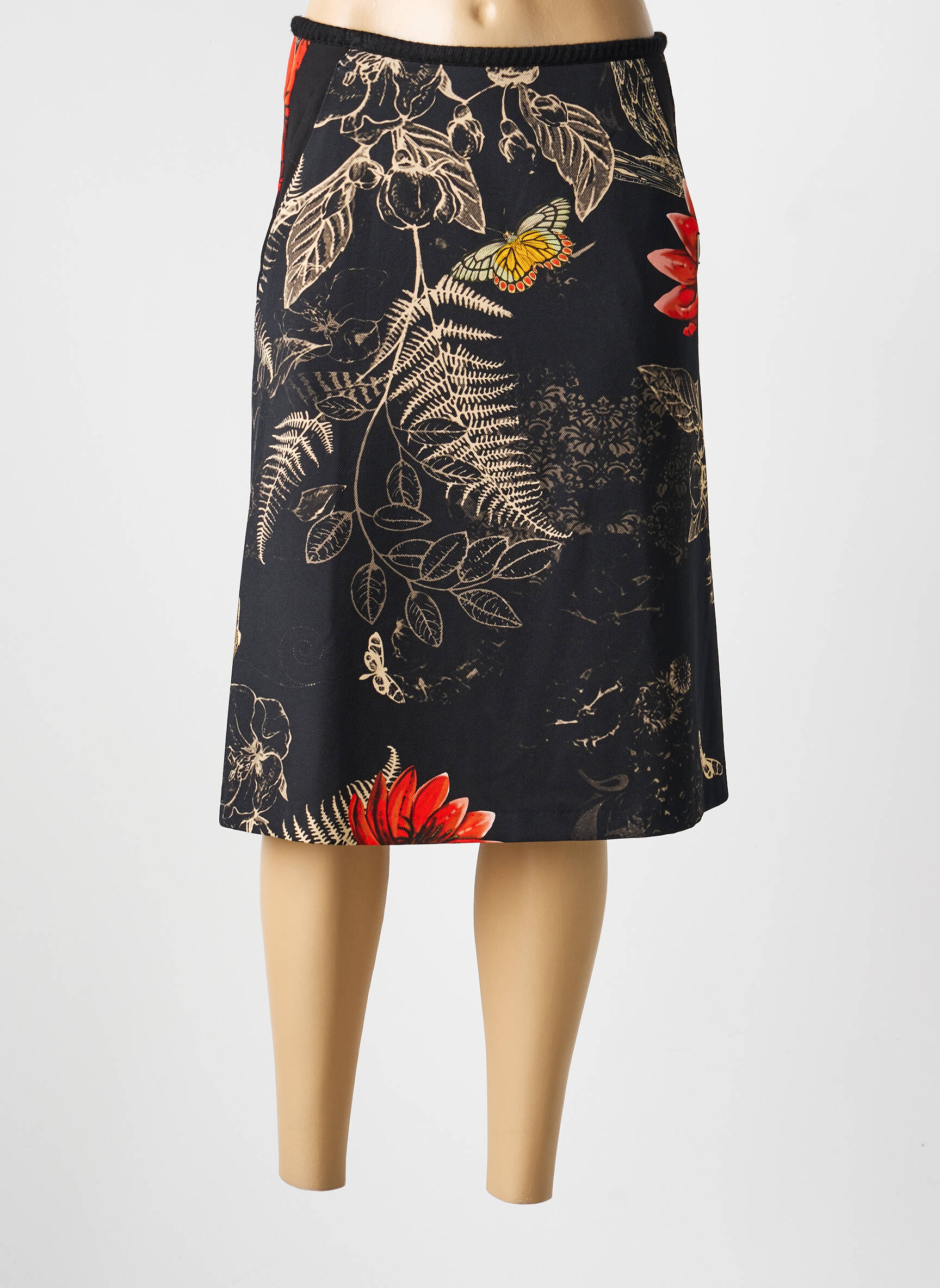 Jupe mi-longue stretch noir VOODOO femme