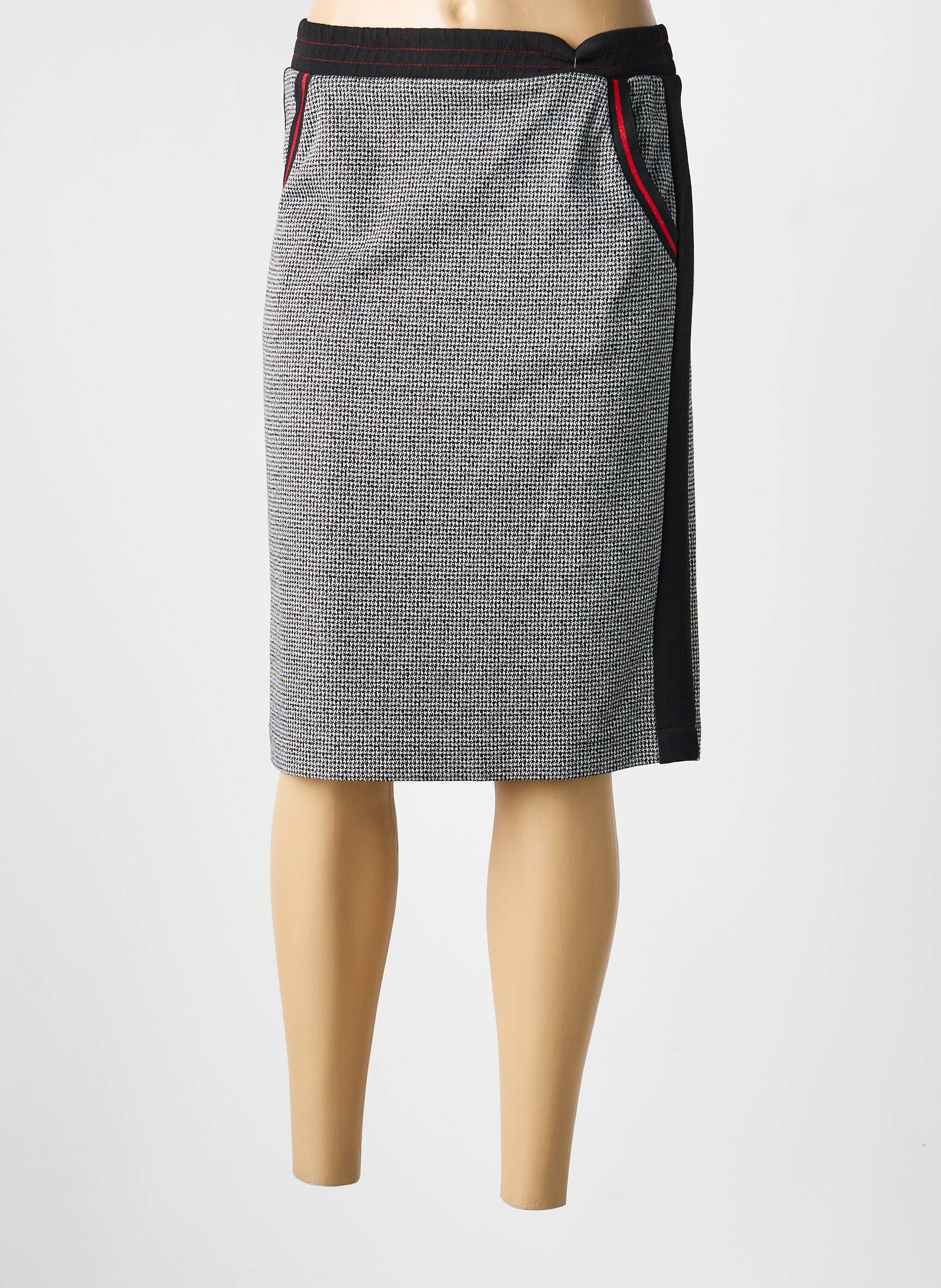 Jupe mi-longue stretch gris GUY DUBOUIS femme