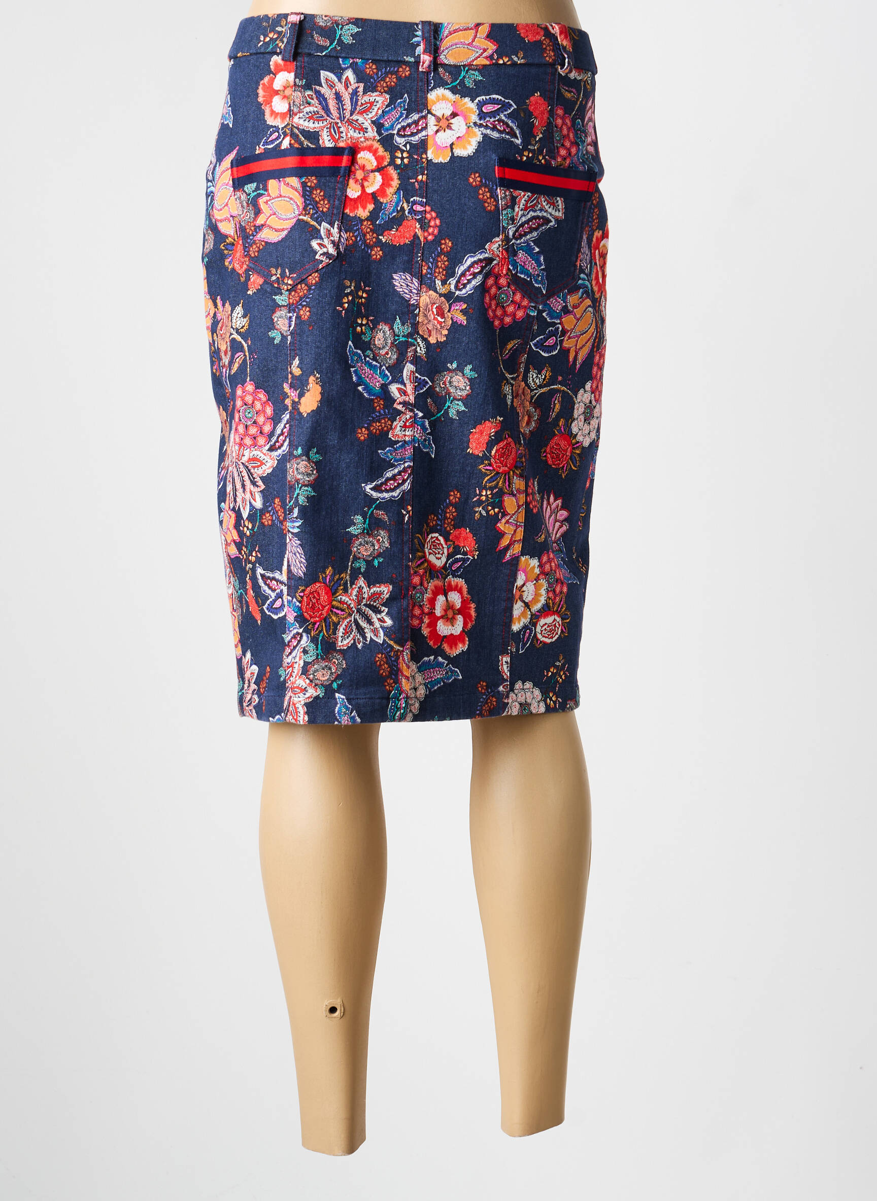Jupe mi-longue stretch bleu MERI & ESCA femme