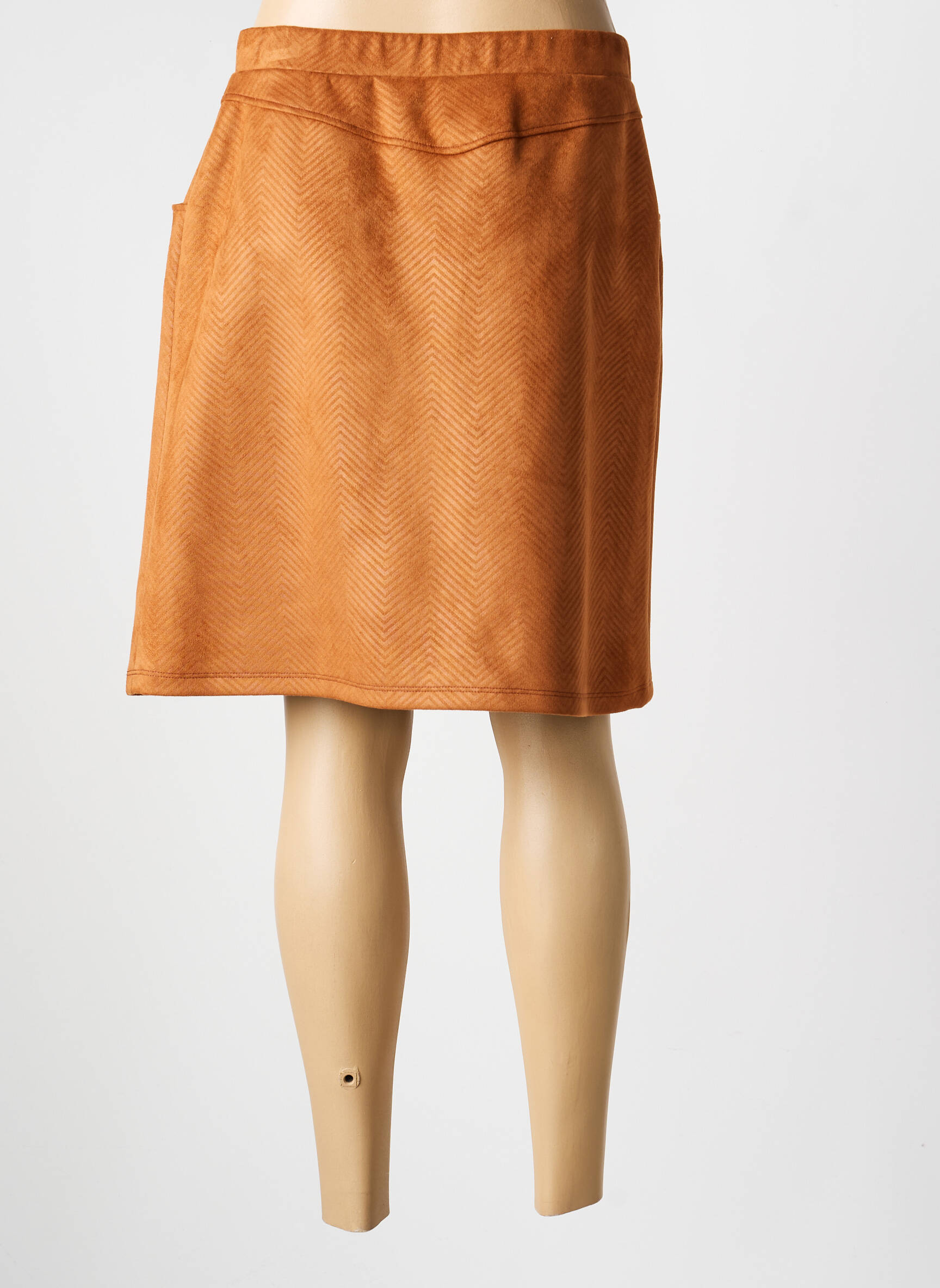 Jupe mi-longue stretch marron GUY DUBOUIS femme
