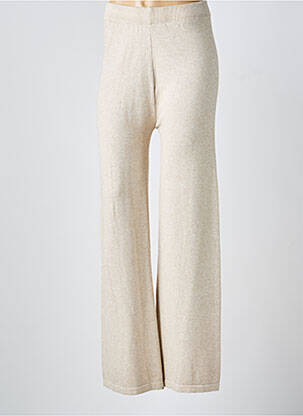 Pantalon droit stretch taille normale beige COULEURS DU TEMPS femme