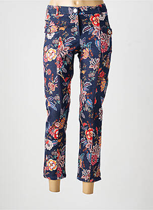 Pantalon 7/8 fermeture zippée sous rabat boutonné taille normale bleu MERI & ESCA femme