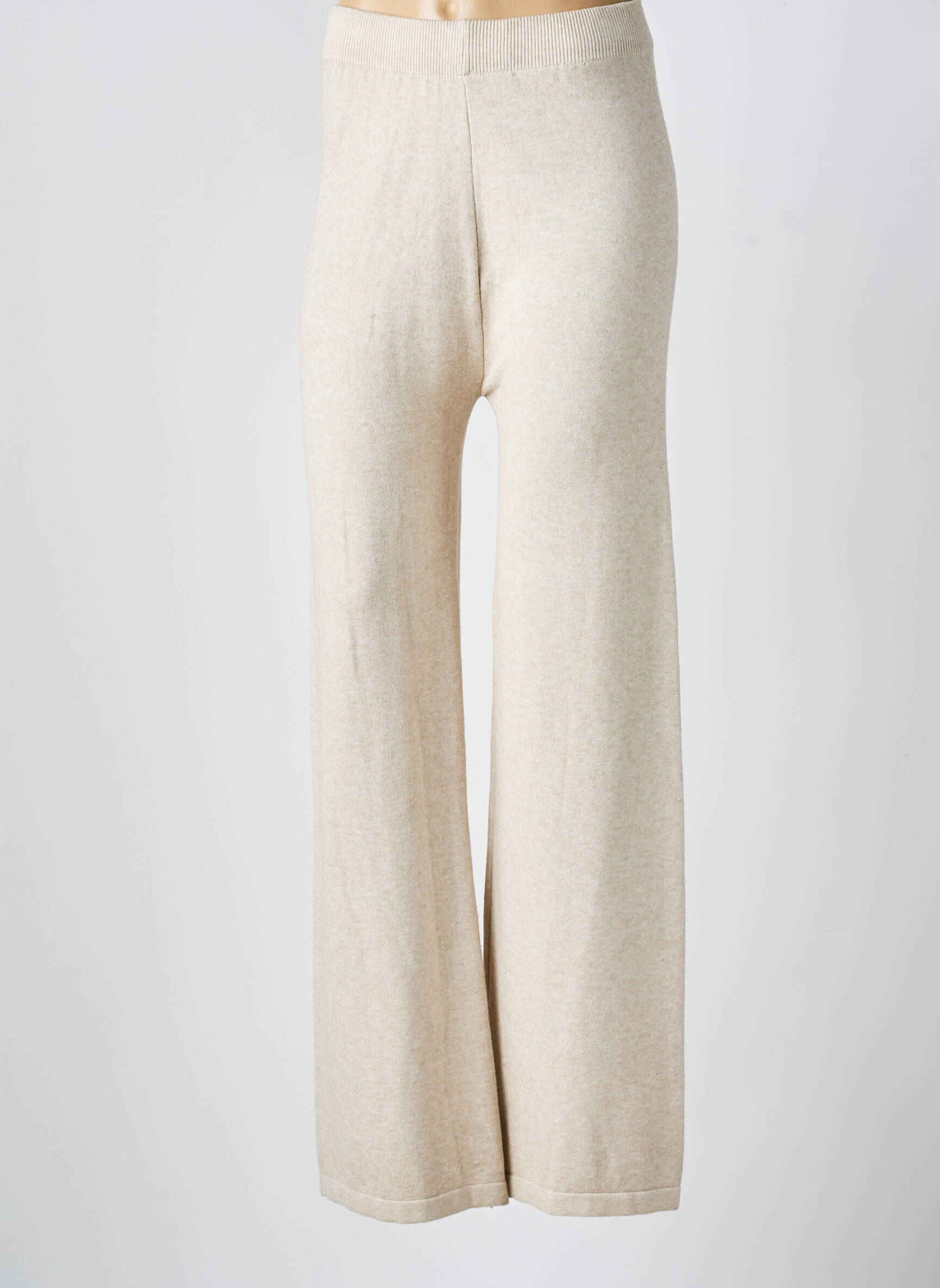 Pantalon droit stretch taille normale beige COULEURS DU TEMPS femme