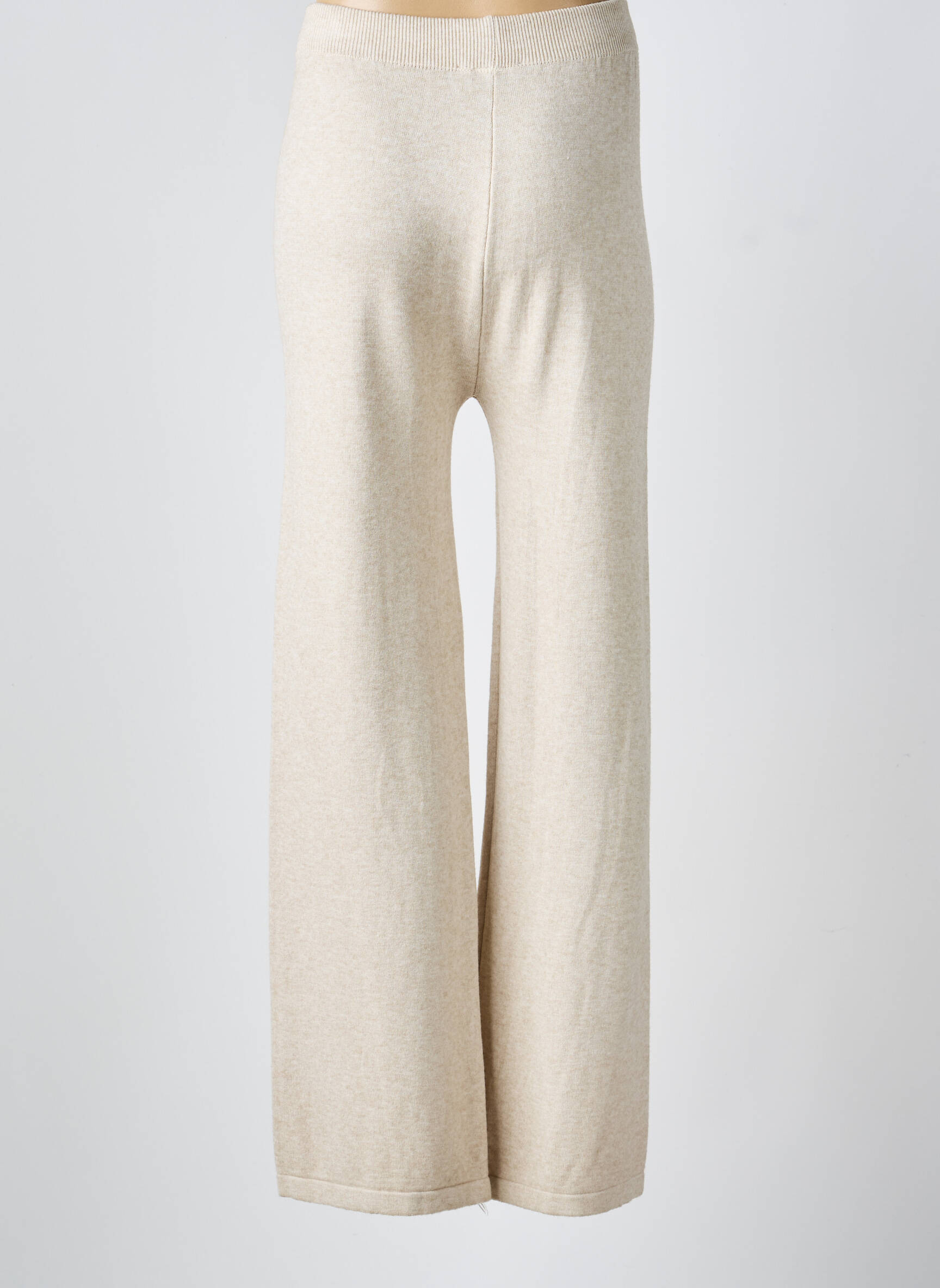 Pantalon droit stretch taille normale beige COULEURS DU TEMPS femme
