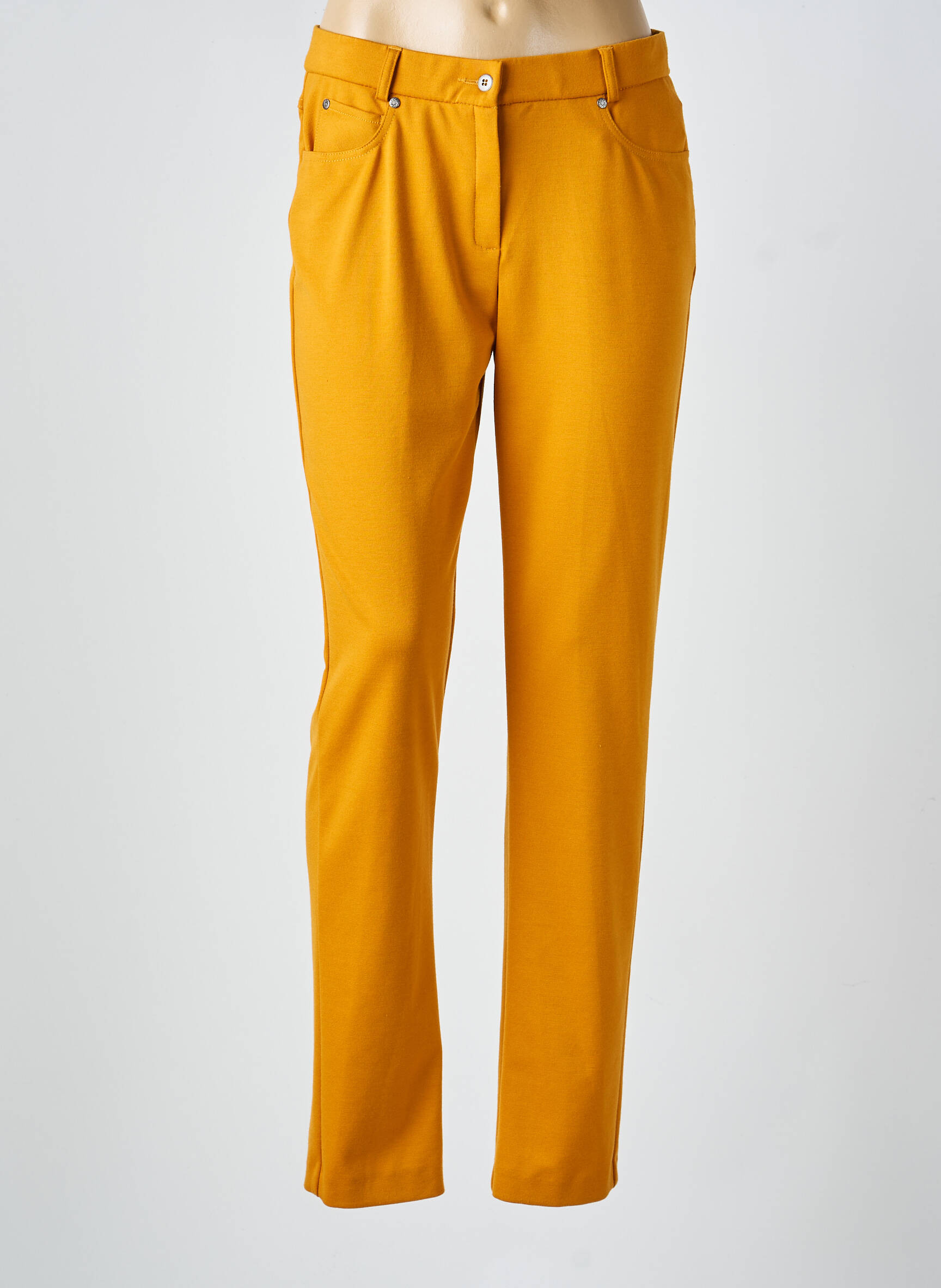 Pantalon slim tissage popeline taille normale jaune GUY DUBOUIS femme