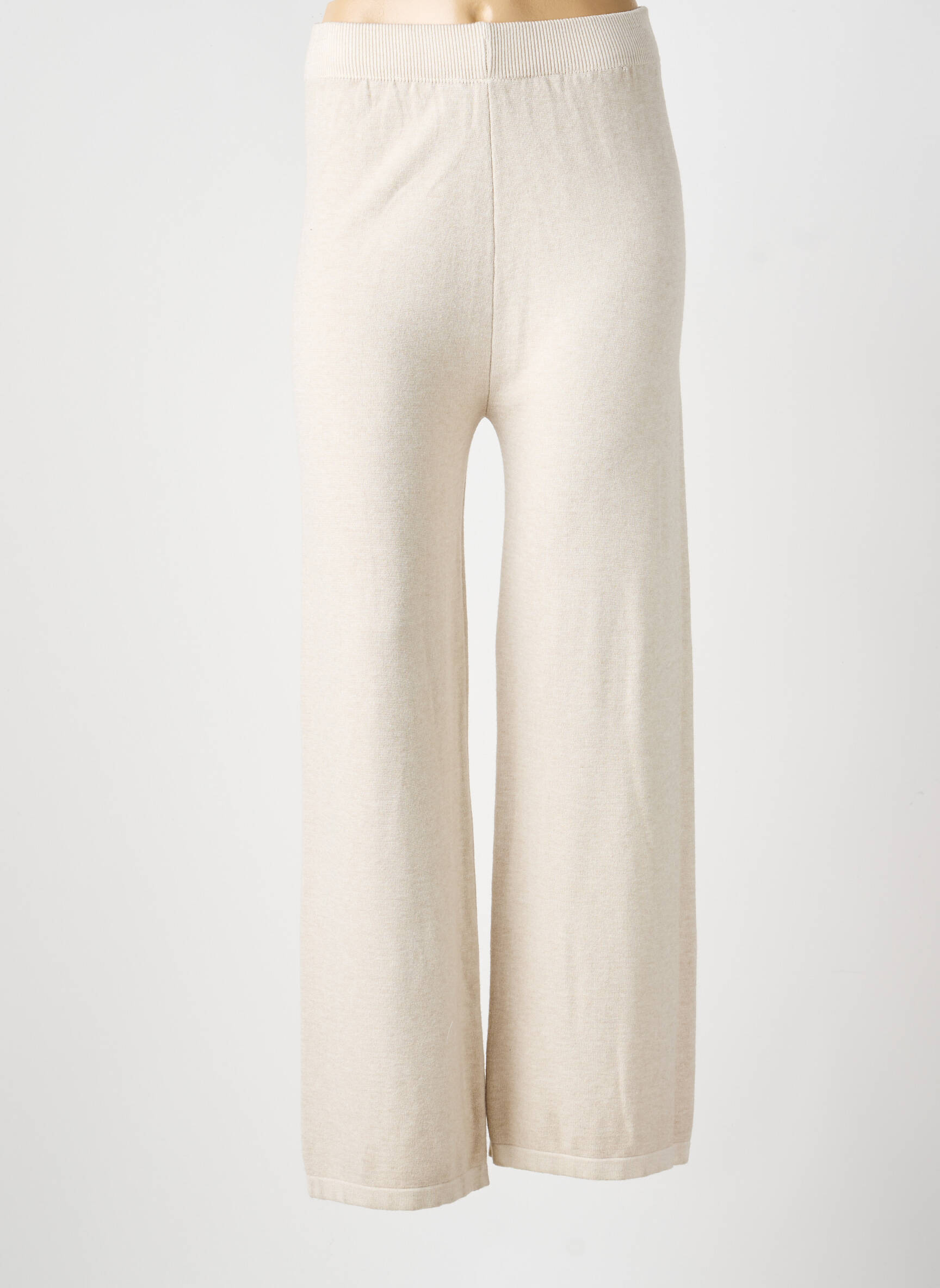 Pantalon droit stretch taille normale beige COULEURS DU TEMPS femme