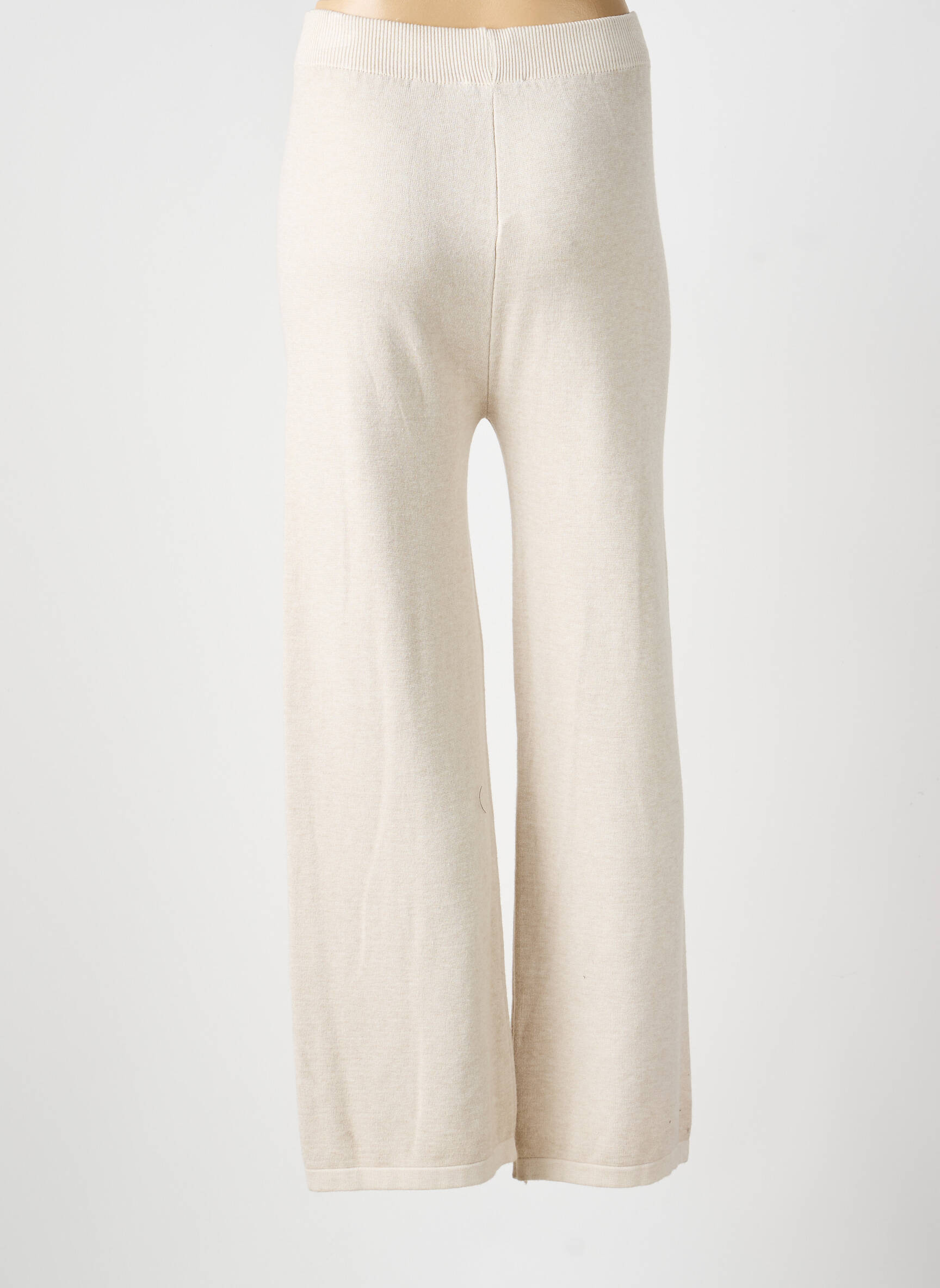 Pantalon droit stretch taille normale beige COULEURS DU TEMPS femme