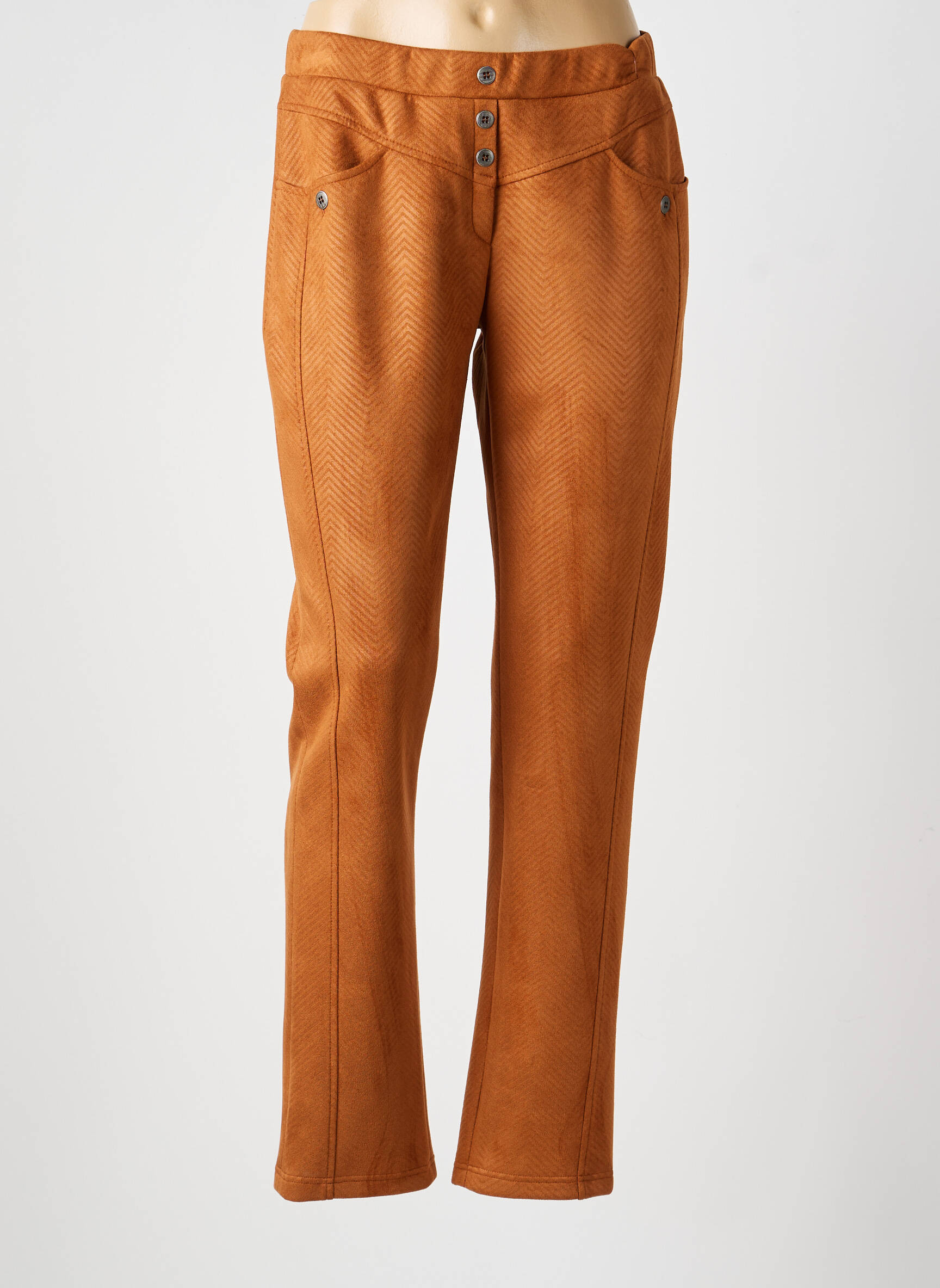 Pantalon slim taille élastique taille normale marron GUY DUBOUIS femme