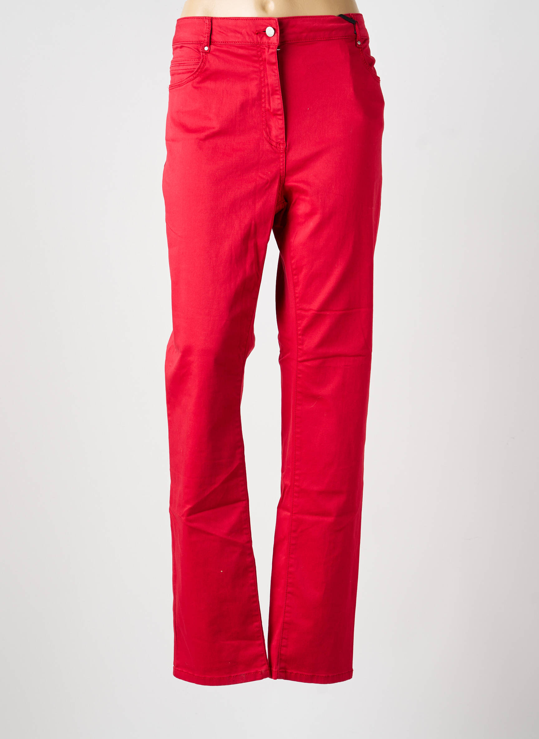 Jeans coupe slim stretch taille normale rouge JULIE GUERLANDE femme