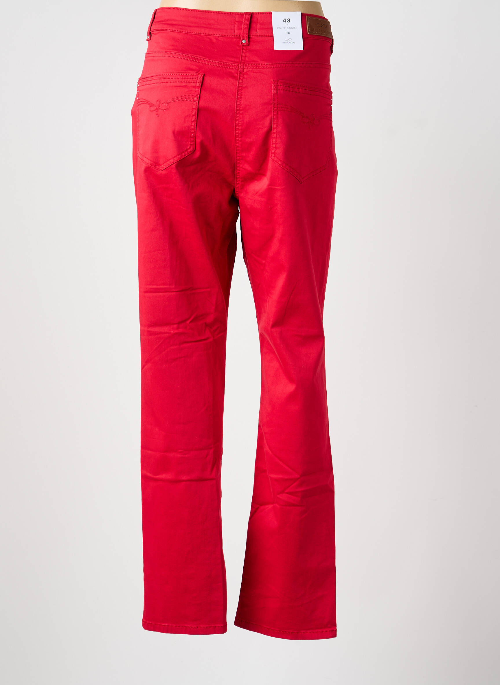 Jeans coupe slim stretch taille normale rouge JULIE GUERLANDE femme