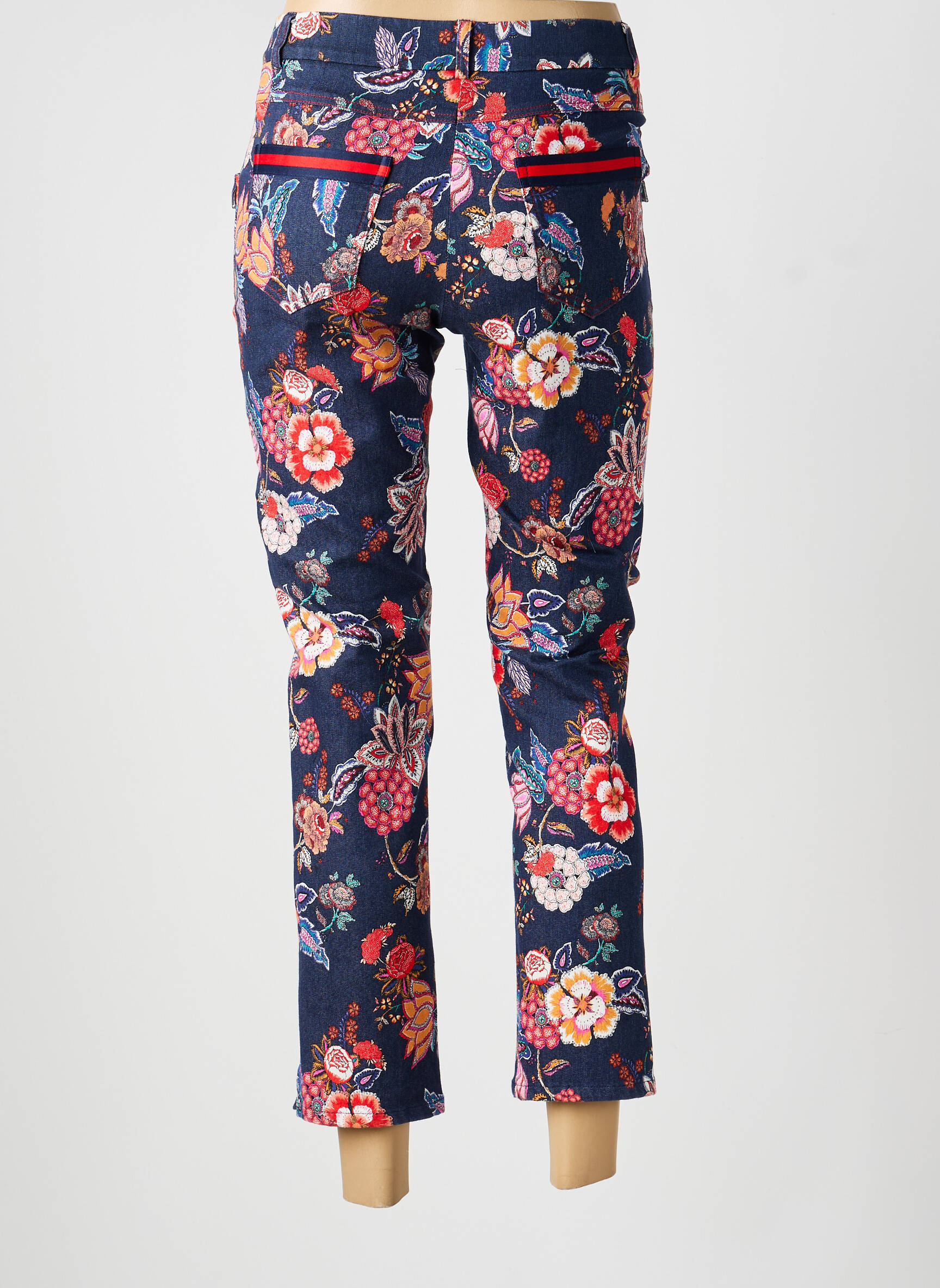 Pantalon 7/8 fermeture zippée sous rabat boutonné taille normale bleu MERI & ESCA femme