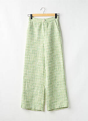 Pantalon droit fermeture zippée sous rabat boutonné taille normale vert STRADIVARIUS femme