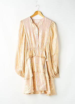 Robe mi-longue coupe fluide manches longues beige SUNDRESS femme