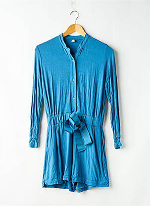Combishort fermeture boutonnée sur le devant manches longues bleu MAISON LEJABY femme