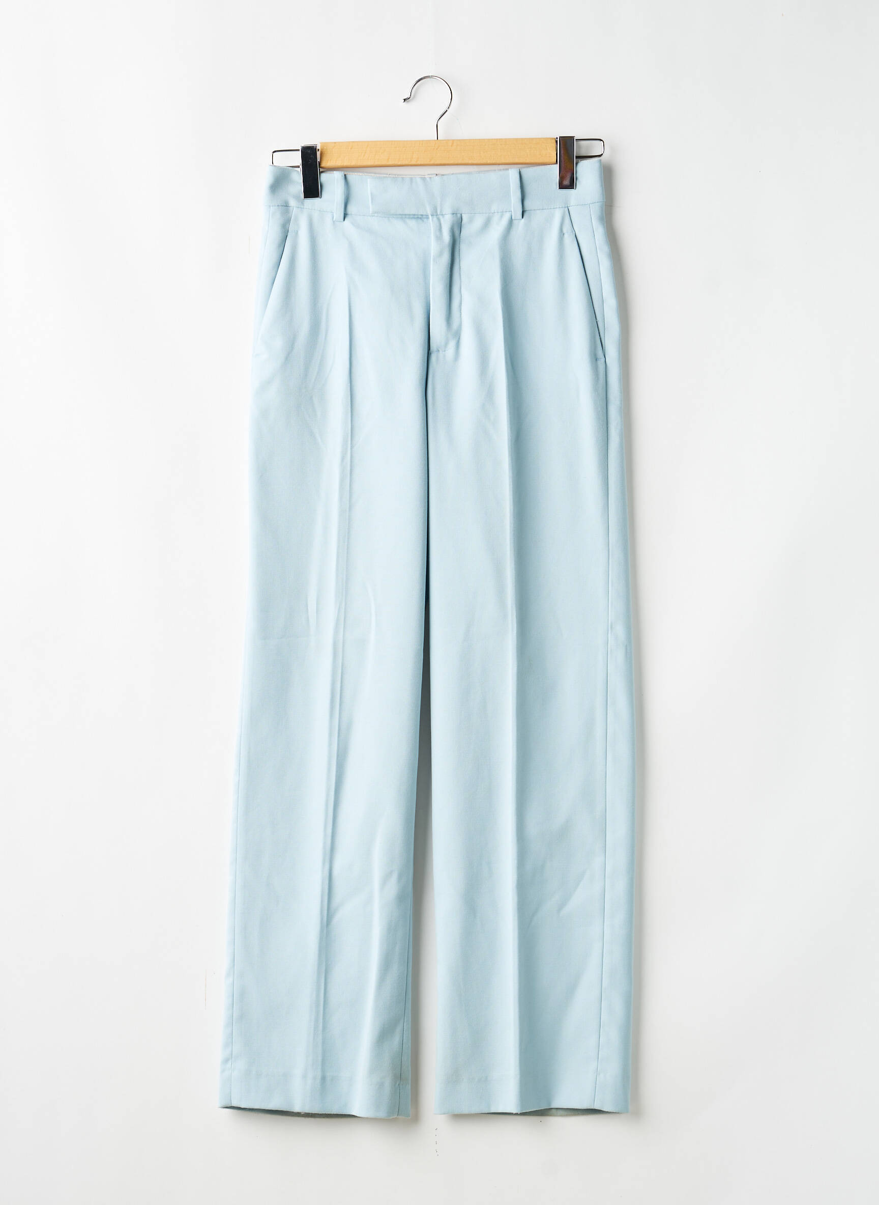 Pantalon chino tissage popeline taille normale bleu ZARA femme