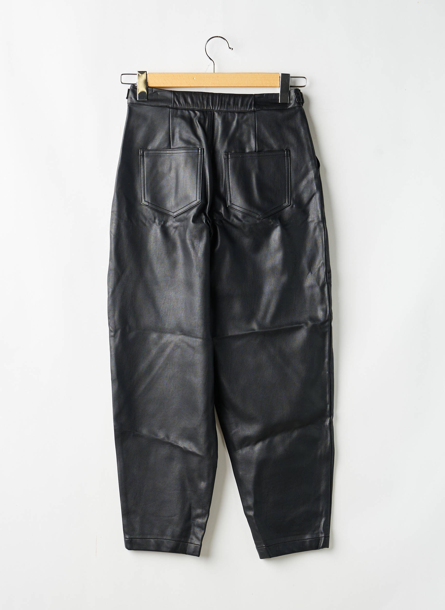 Pantalon large fermeture zippée sous rabat boutonné taille normale noir ZARA femme