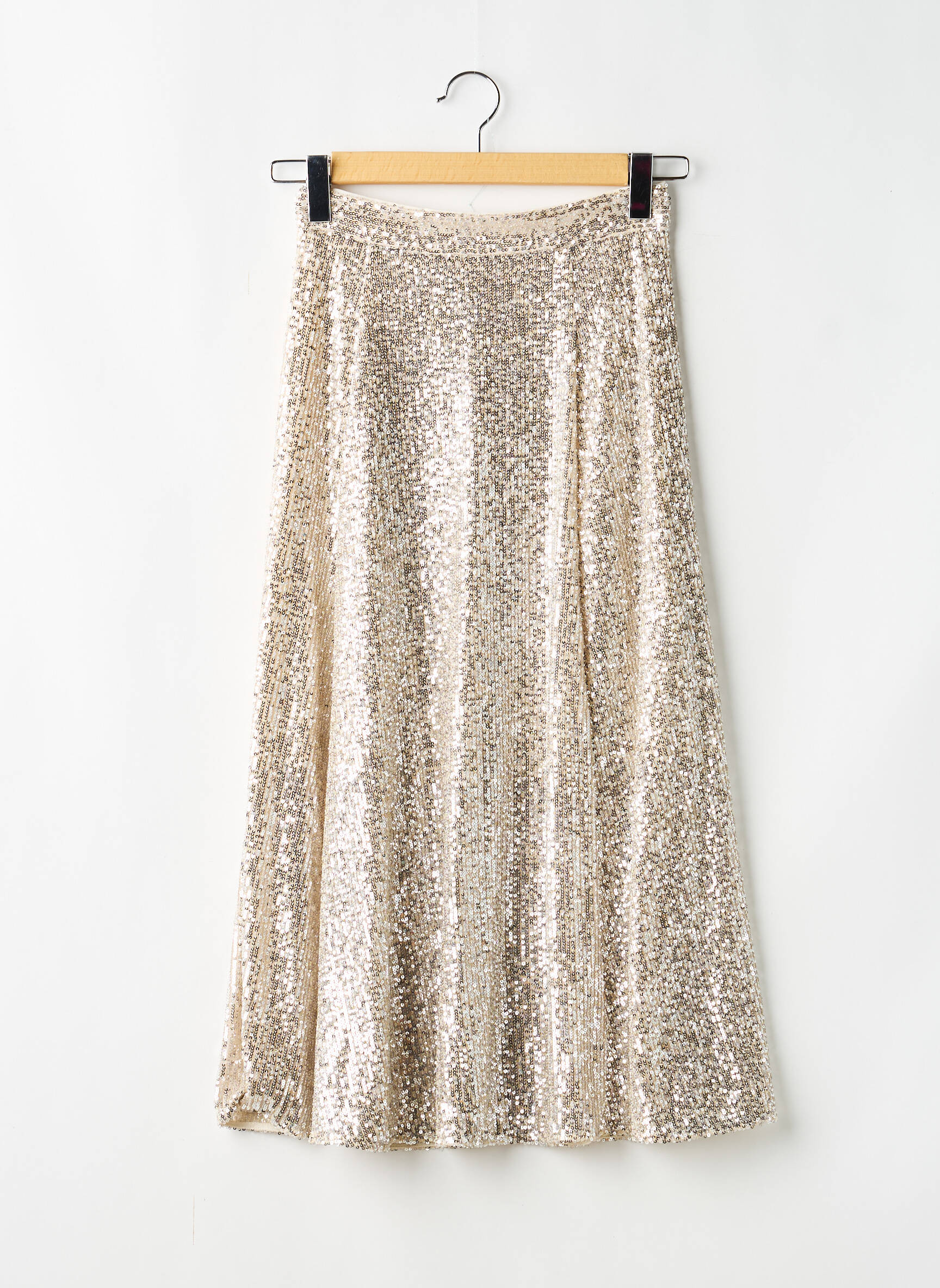 Jupe mi-longue taille normale beige H&M femme