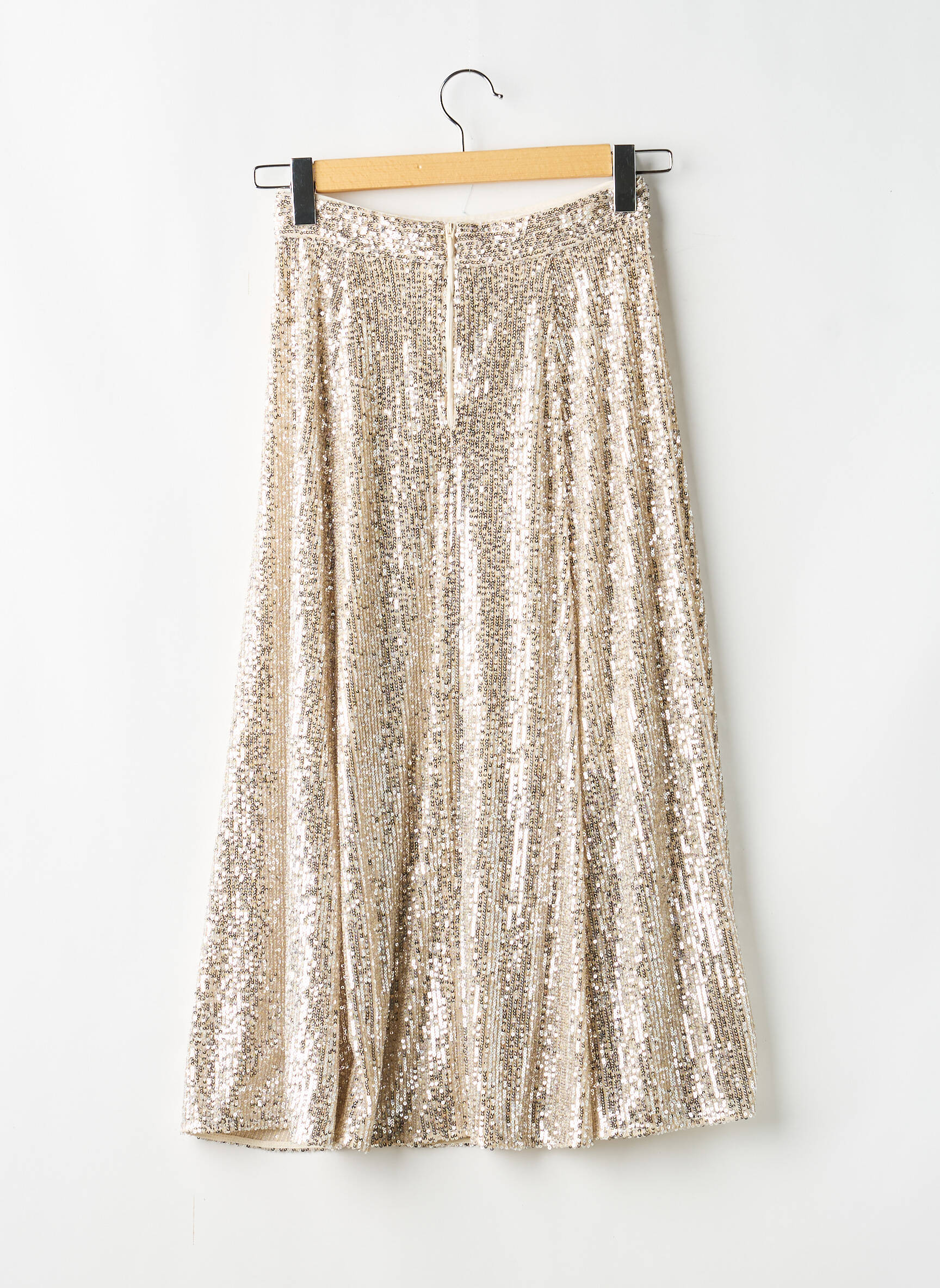 Jupe mi-longue taille normale beige H&M femme