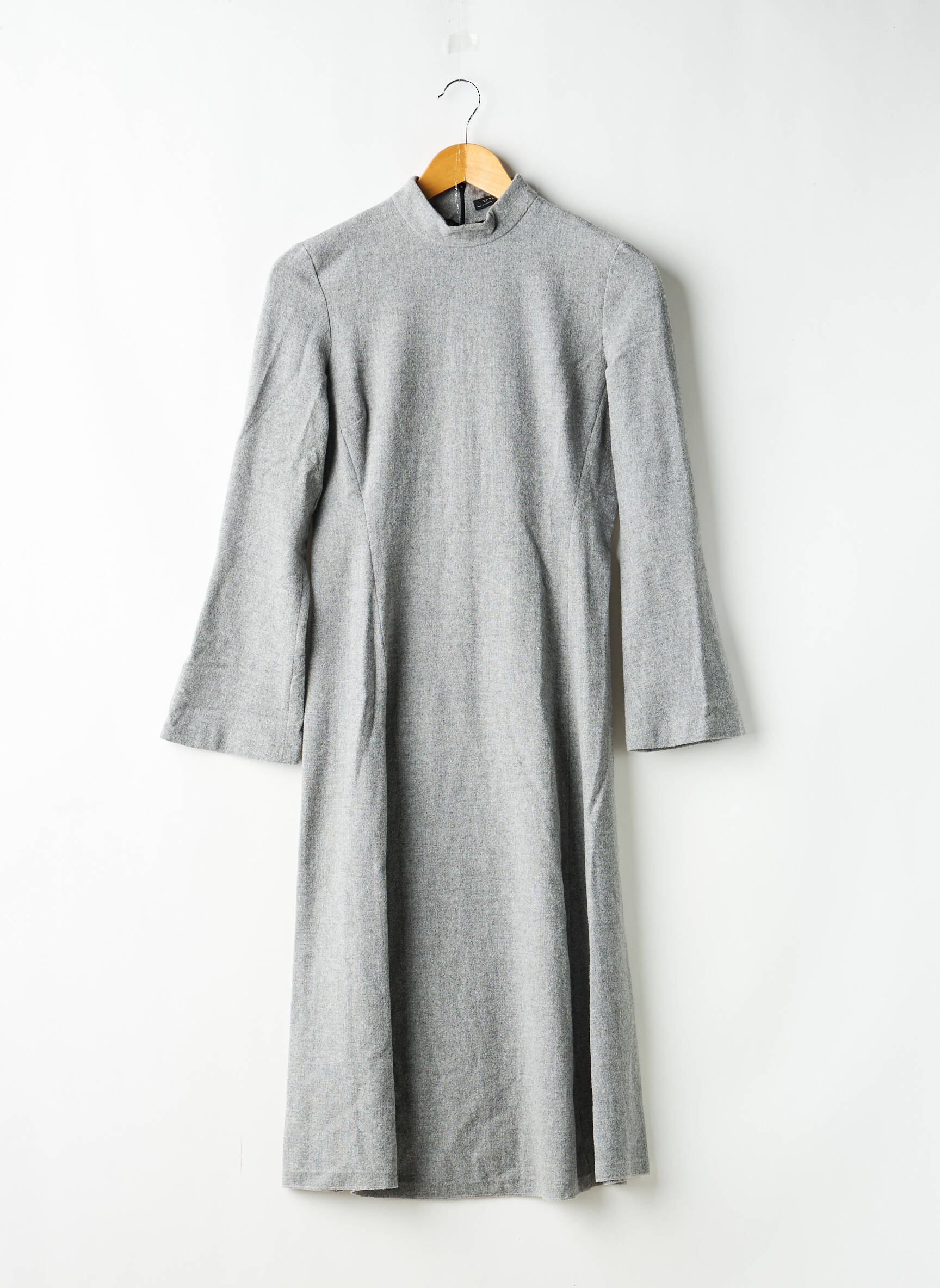 Robe pull tissage chiné manches longues gris ZARA femme