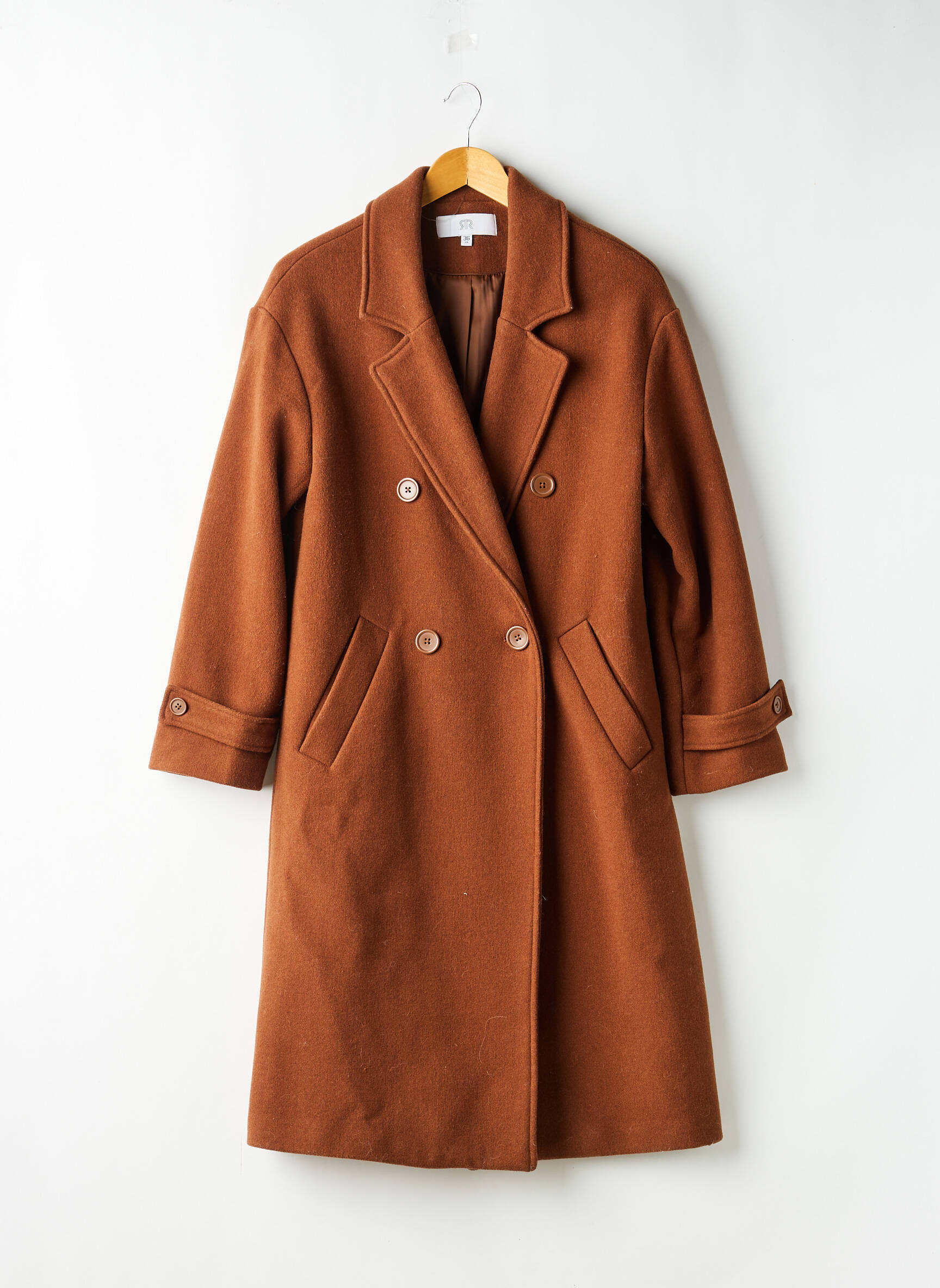 Manteau long coupe droite sans capuche marron LA REDOUTE femme