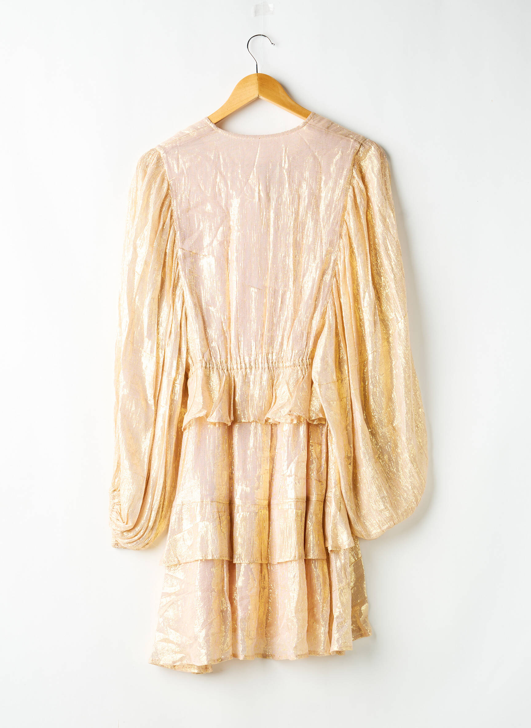 Robe mi-longue coupe fluide manches longues beige SUNDRESS femme