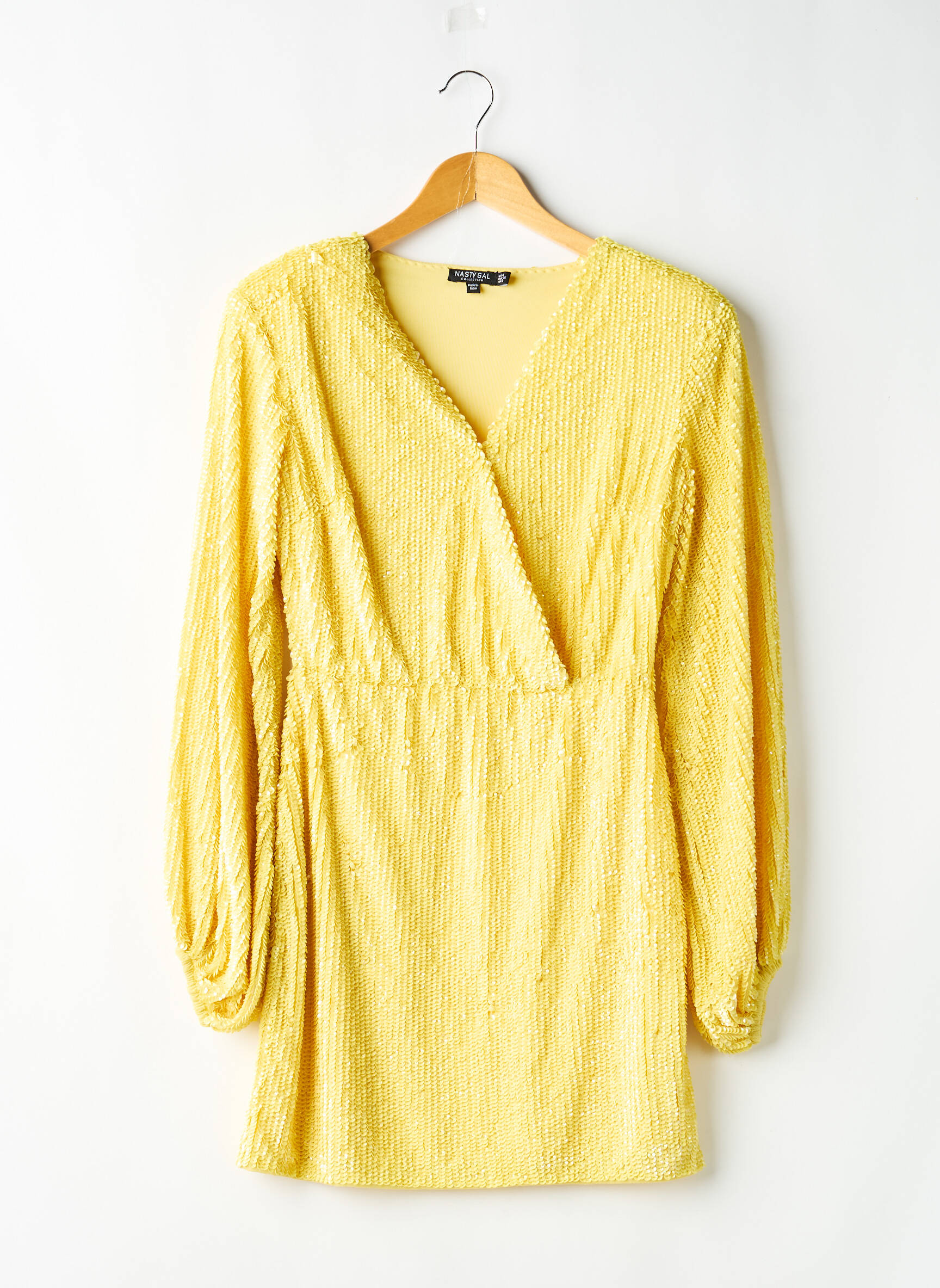 Robe mi-longue manches longues manches longues jaune NASTY GAL femme