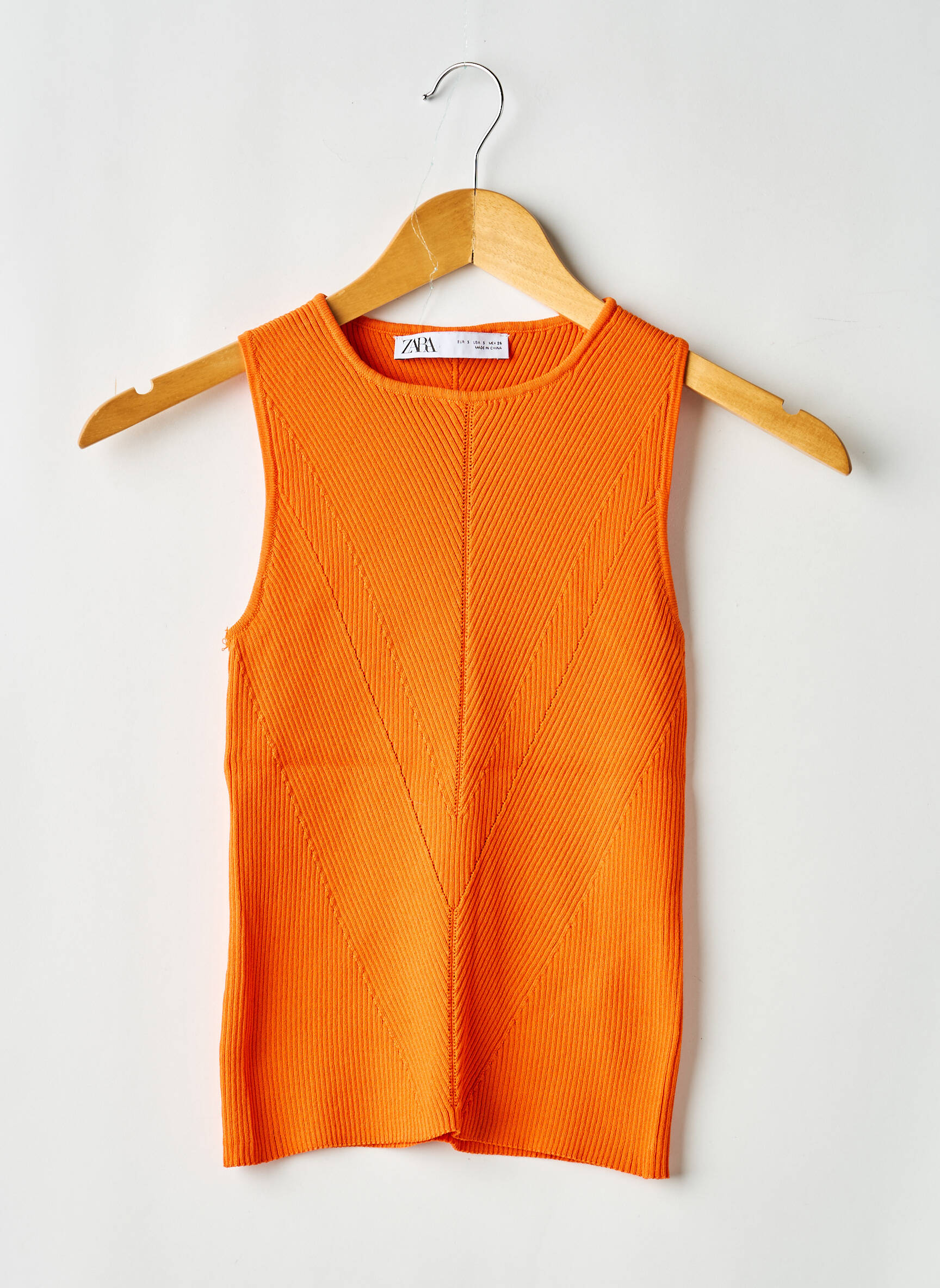 Top stretch sans manche orange ZARA femme